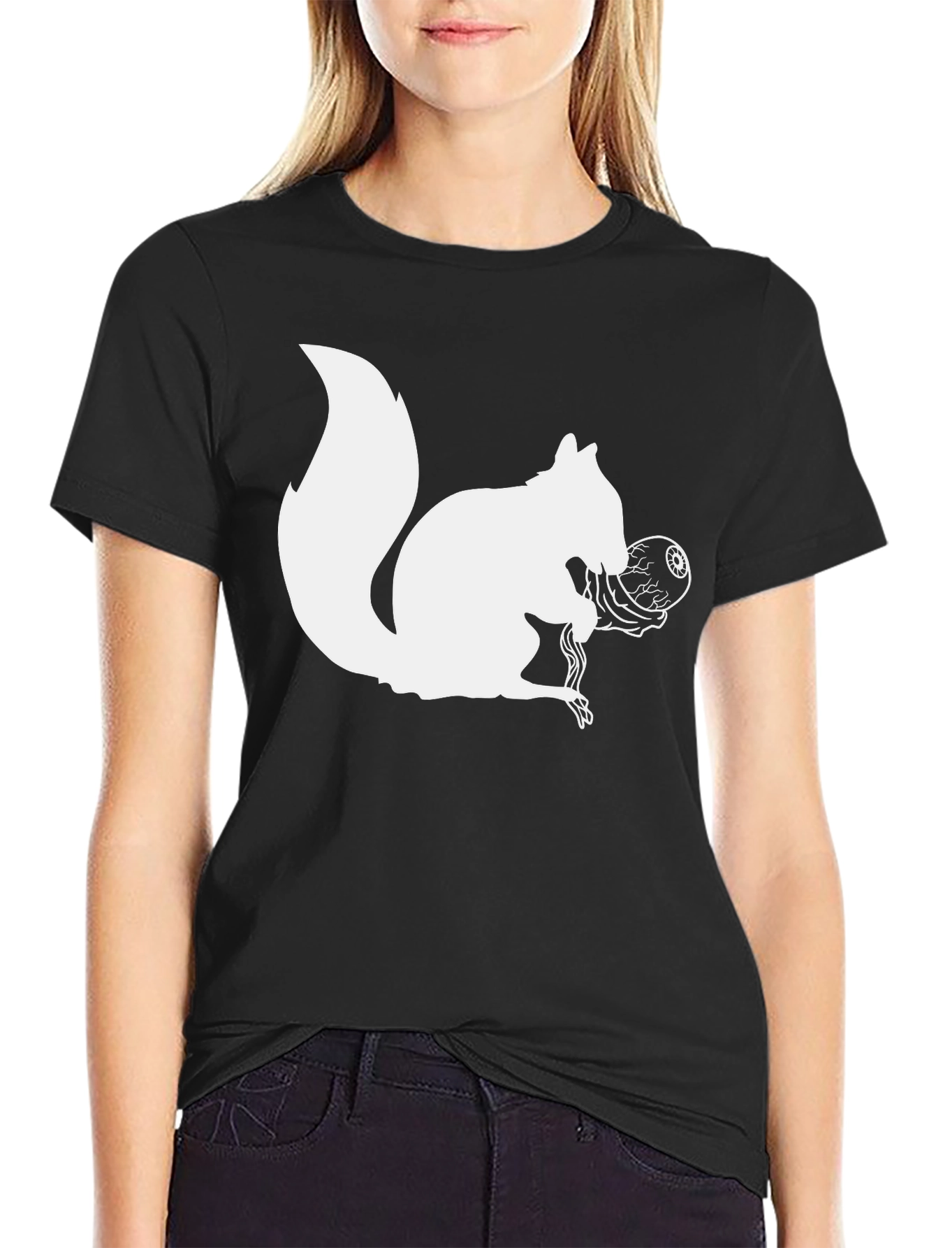 Squirrel Eyeball Graphic Tee - Quirky Black T-Shirt