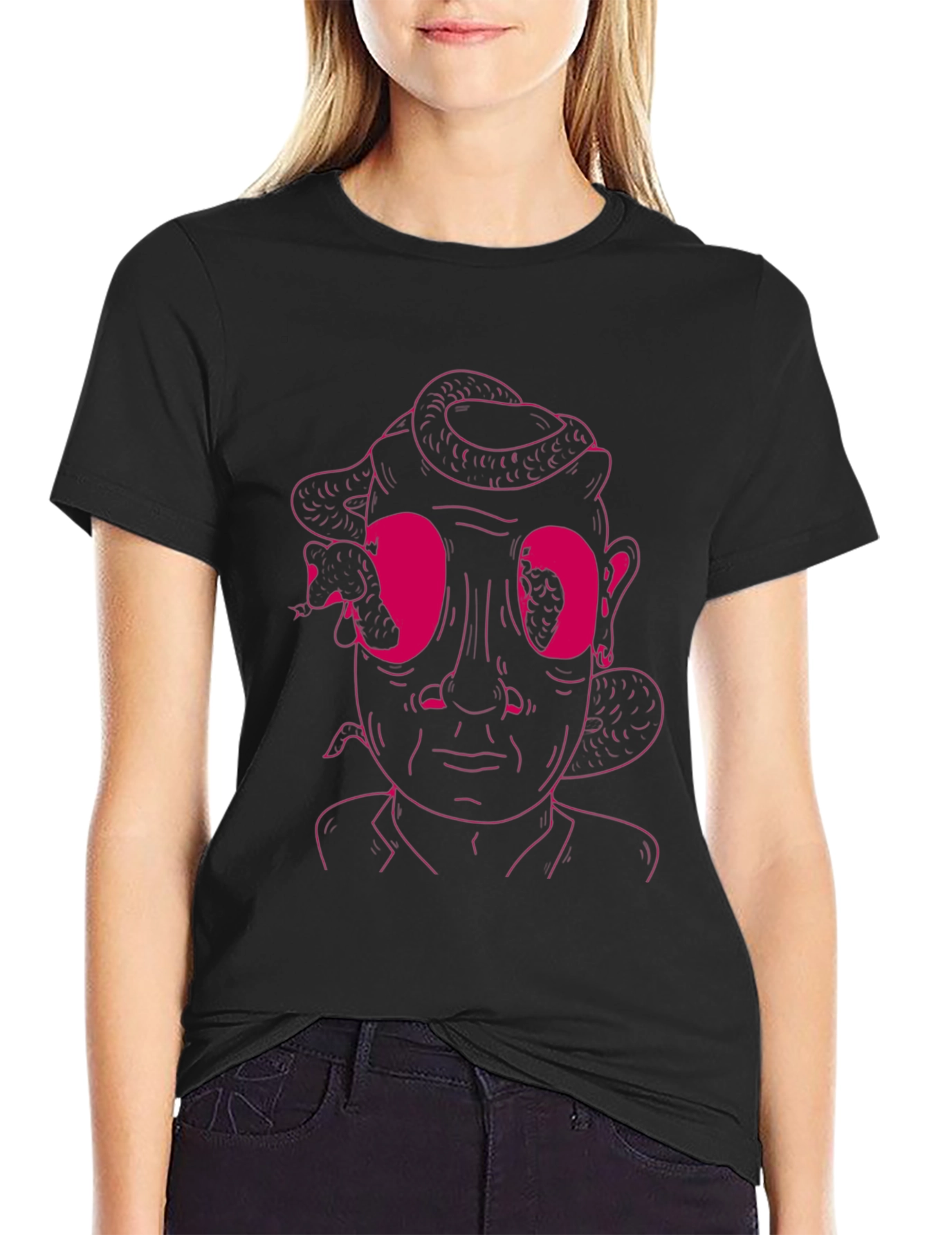 Medusa Graphic Tee - Black Cotton T-Shirt