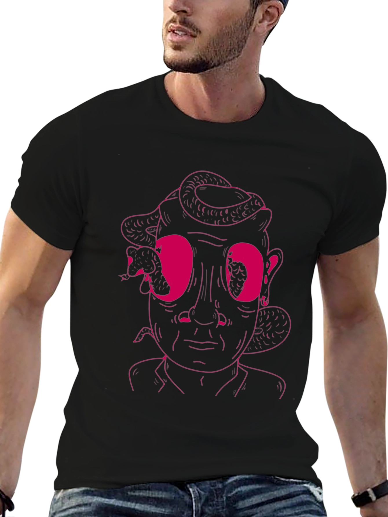 Medusa Graphic Tee - Black Cotton T-Shirt