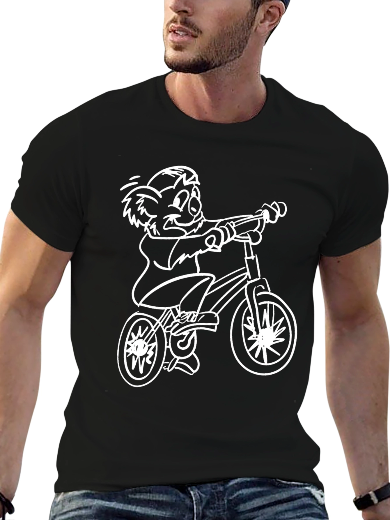 Cartoon Koala Bear Riding Bike Graphic Tee