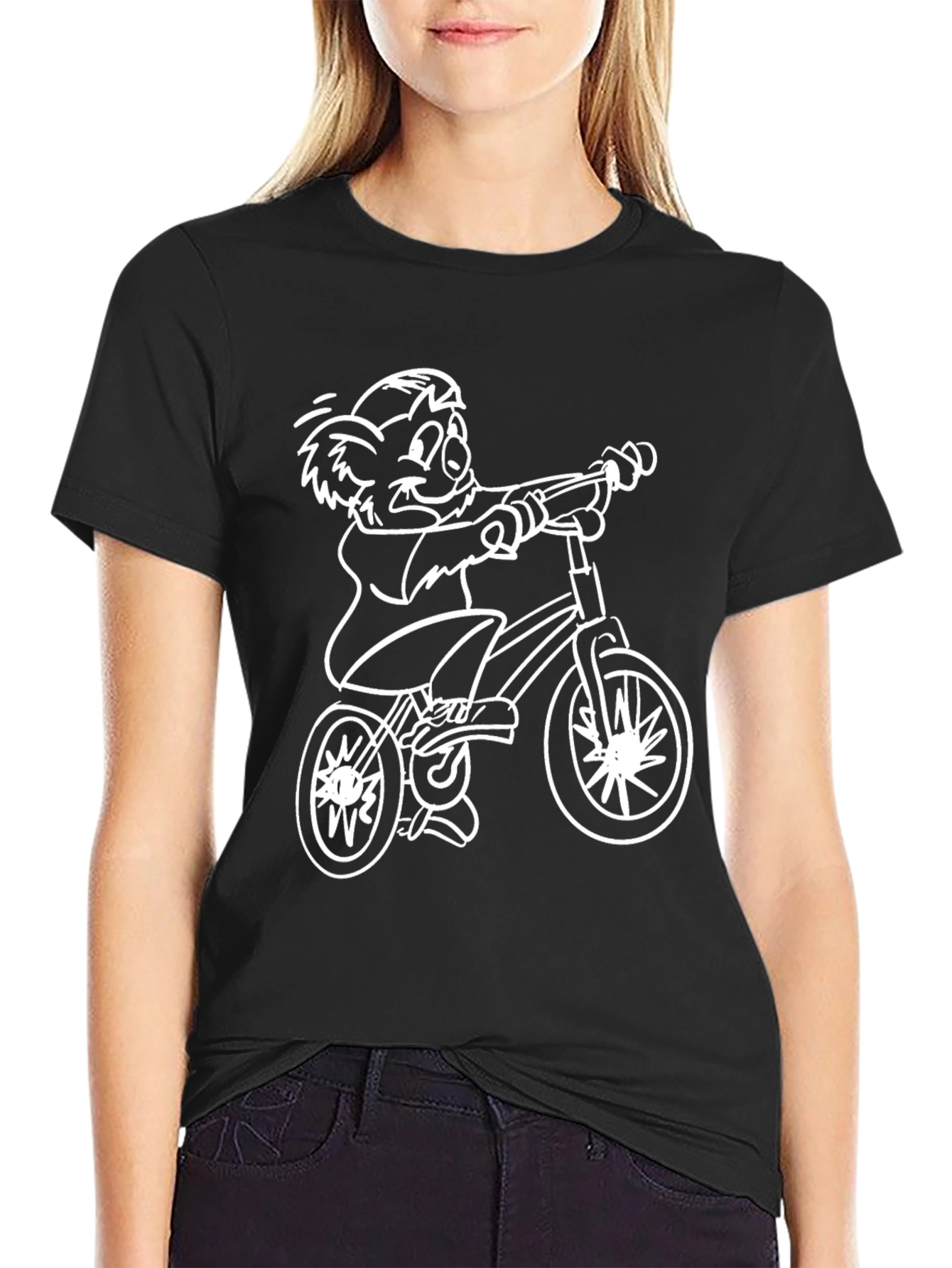 Cartoon Koala Bear Riding Bike Graphic Tee