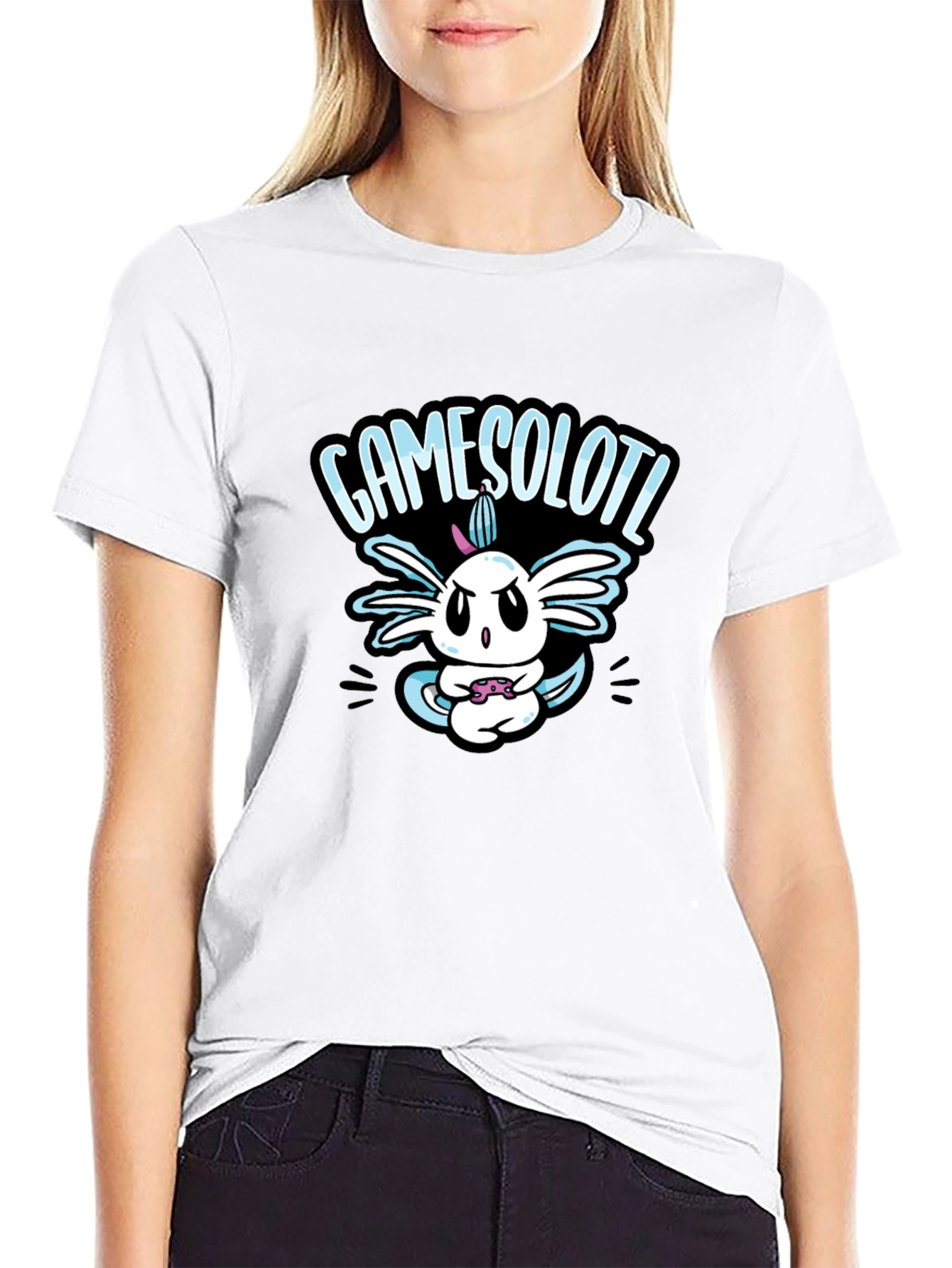GAMESOLOTL Black Cotton Graphic T-Shirt