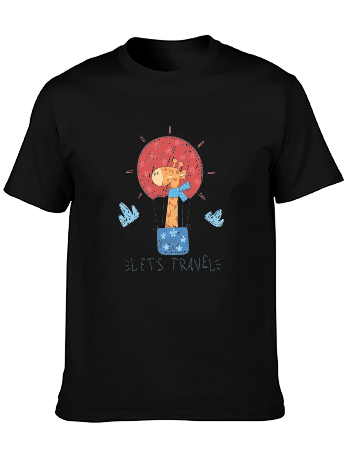 Giraffe Travel Tee - Black Graphic T-Shirt