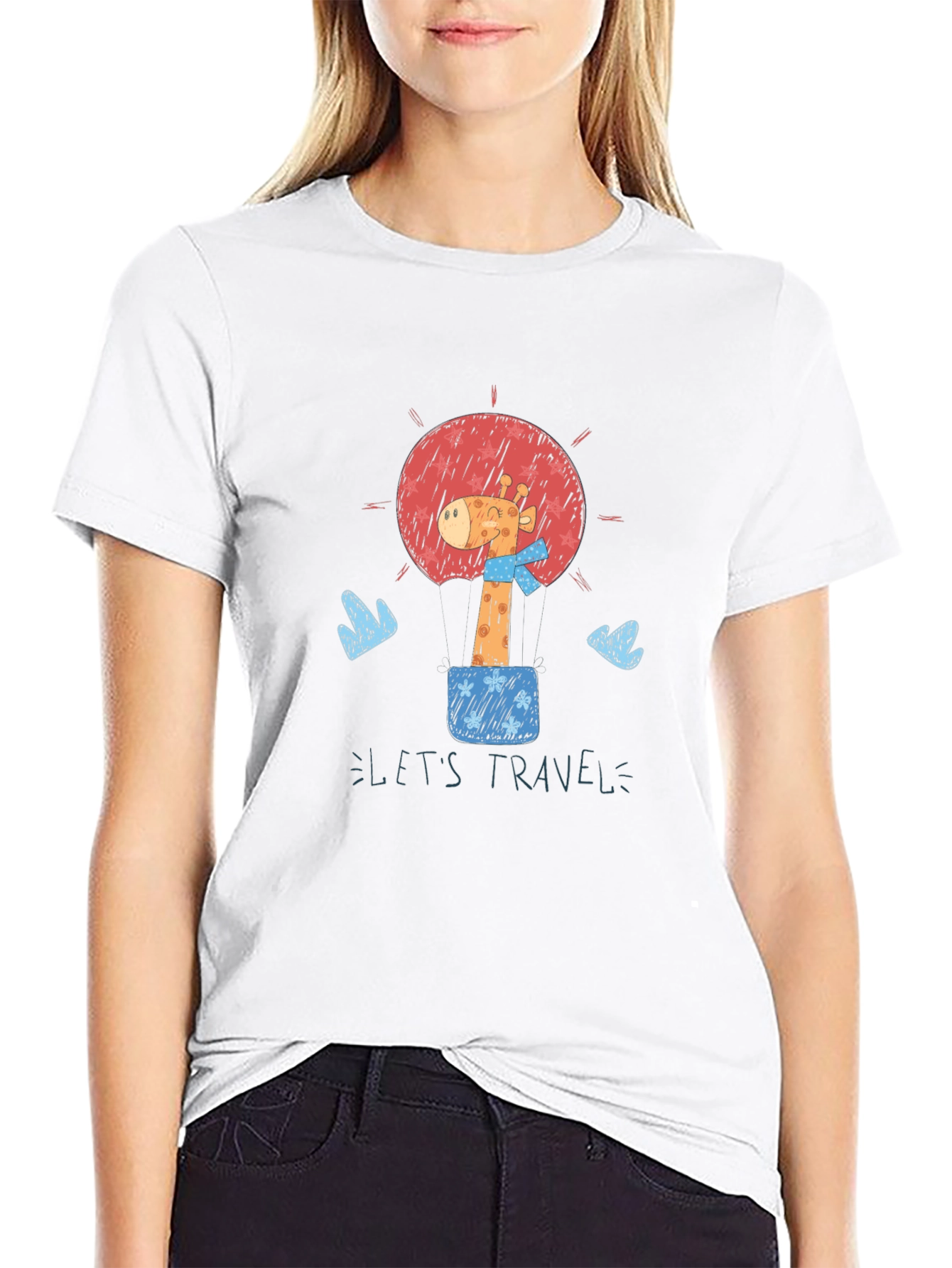 Giraffe Travel Tee - Black Graphic T-Shirt
