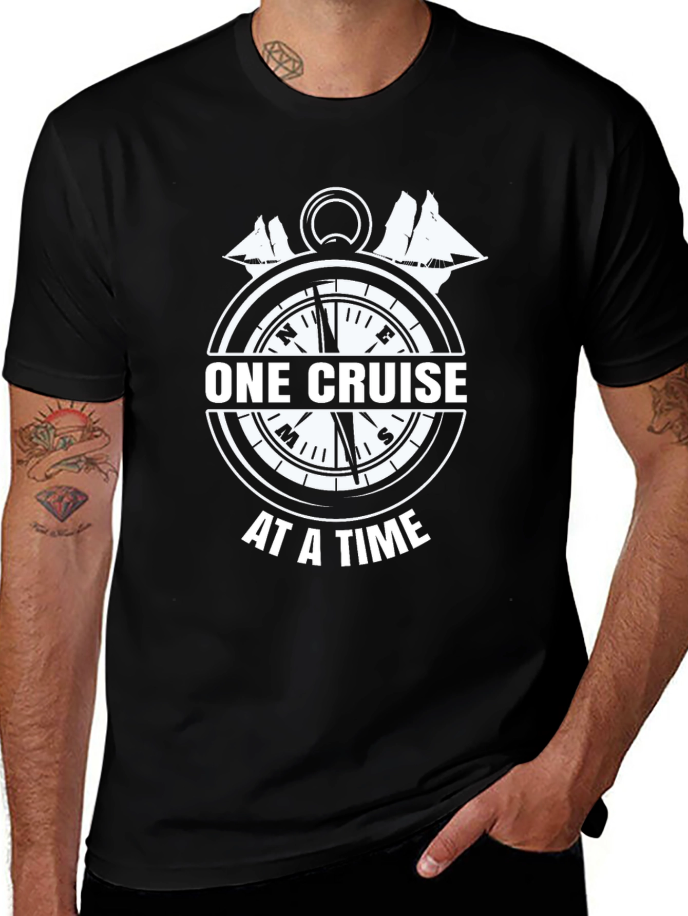 One Cruise at a Time Graphic Tee - Black