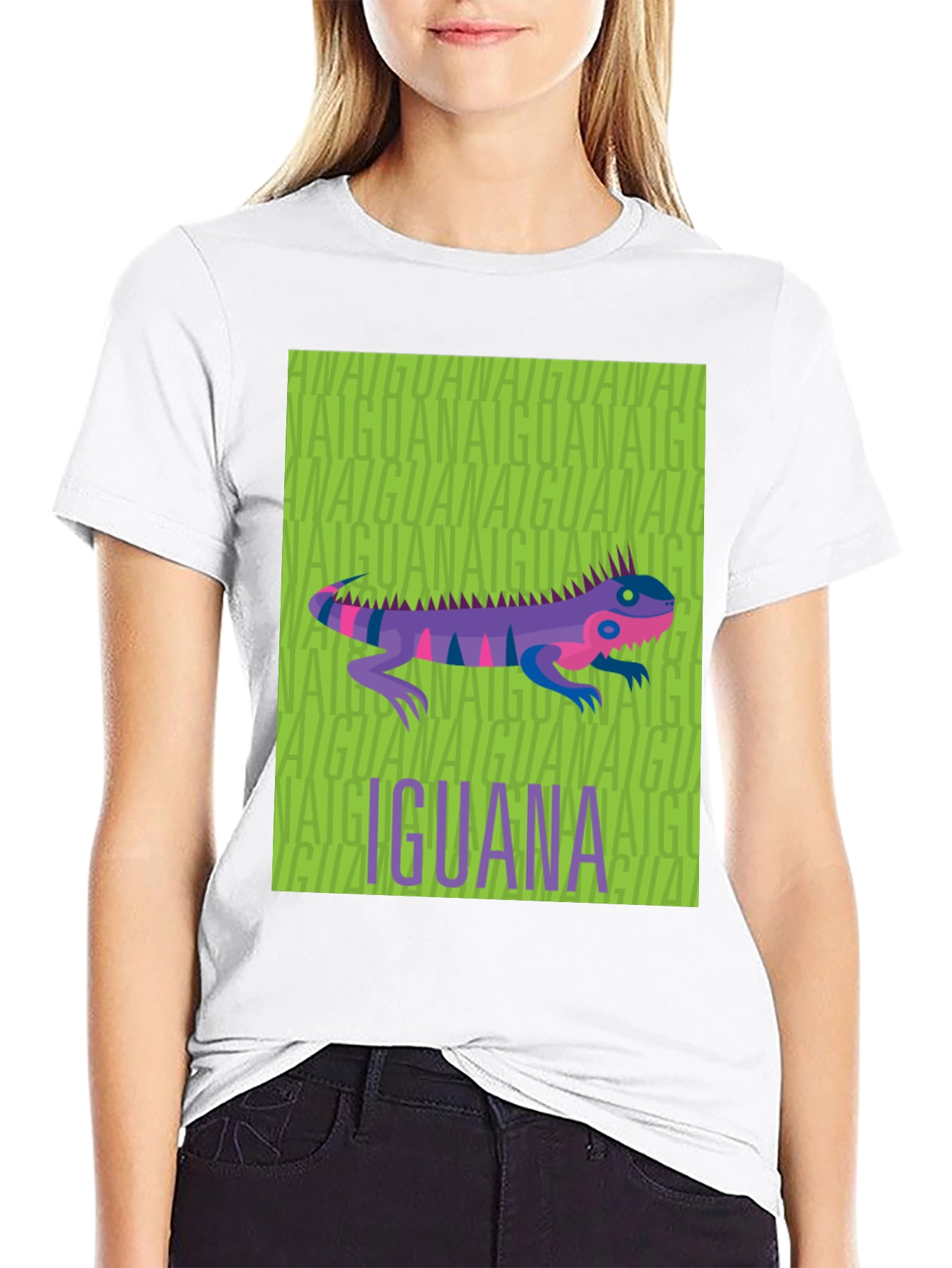 Iguana Graphic Print Black T-Shirt