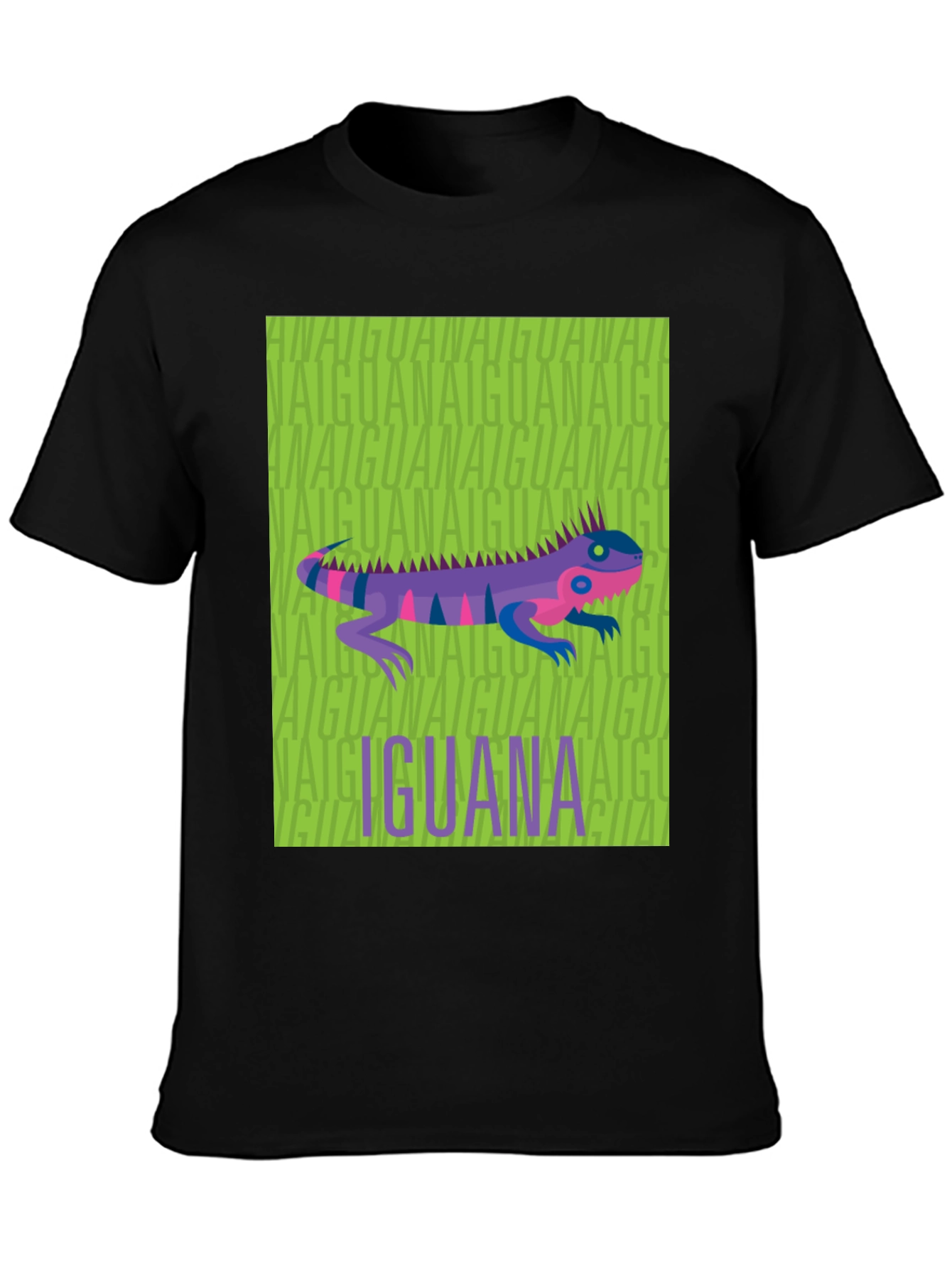 Iguana Graphic Print Black T-Shirt