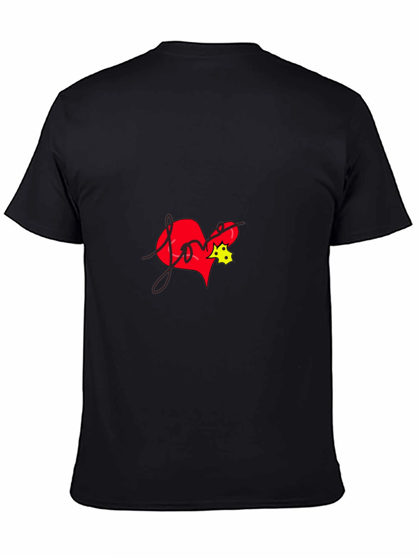 Love Heart Graphic Tee - Black Casual T-Shirt