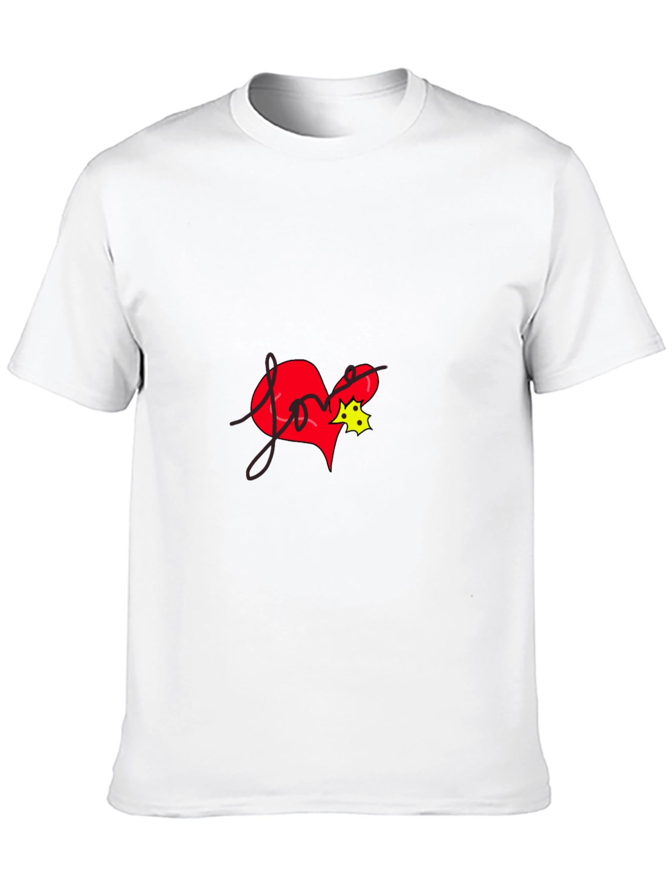 Love Heart Graphic Tee - Black Casual T-Shirt