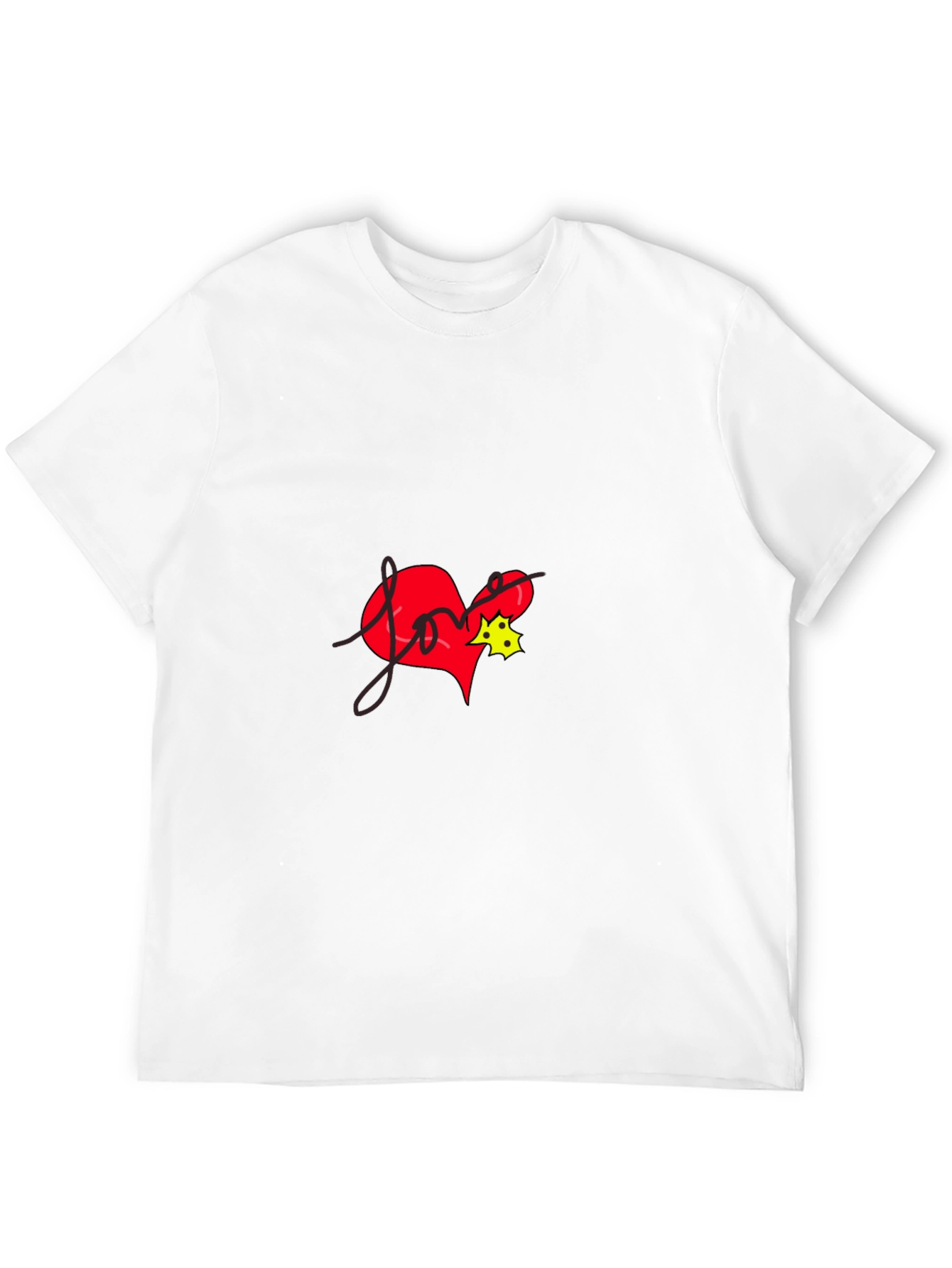 Love Heart Graphic Tee - Black Casual T-Shirt