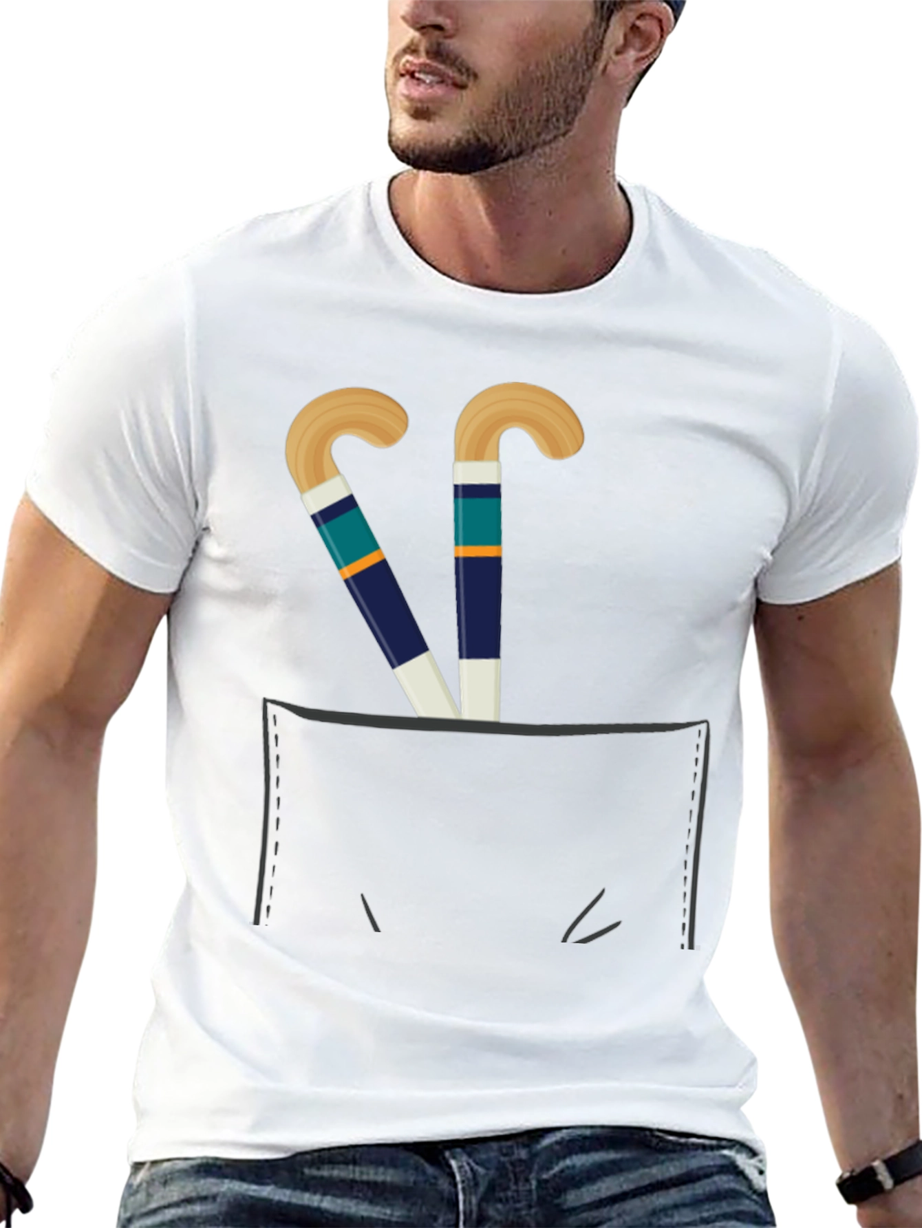 Hockey Sticks Pocket T-Shirt - Sports Fan Tee