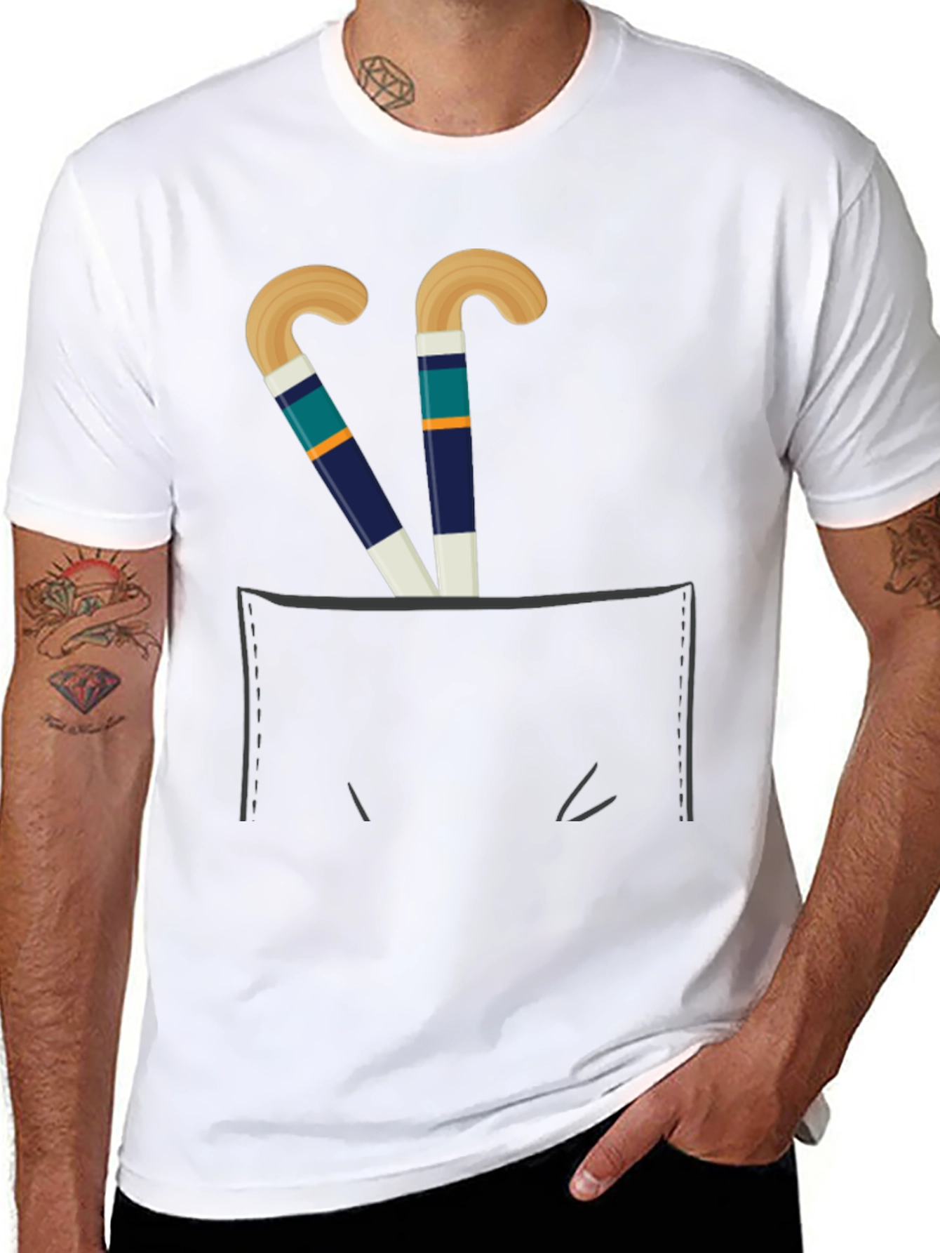 Hockey Sticks Pocket T-Shirt - Sports Fan Tee