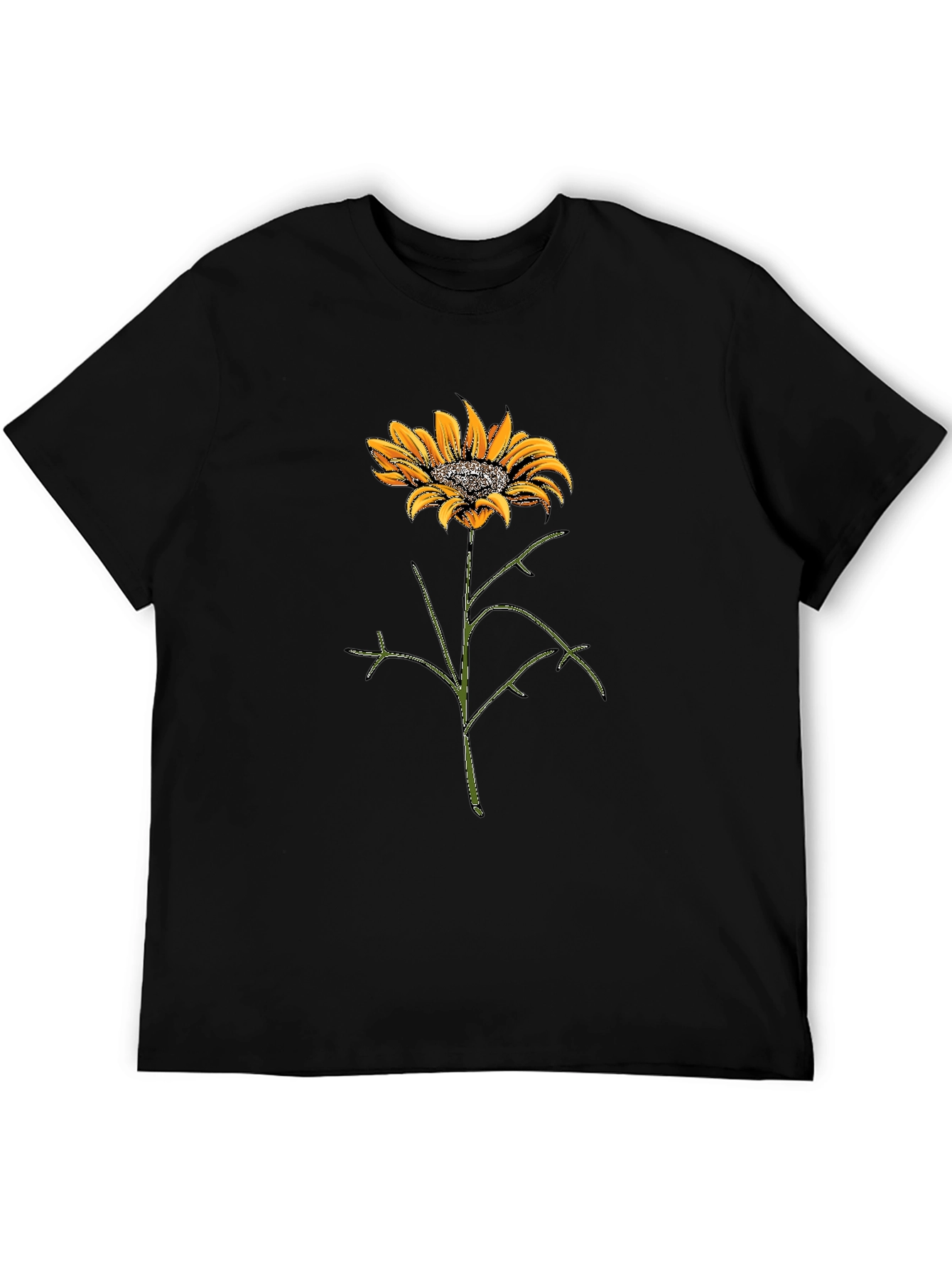 Sunflower Graphic Tee - Black Cotton T-Shirt