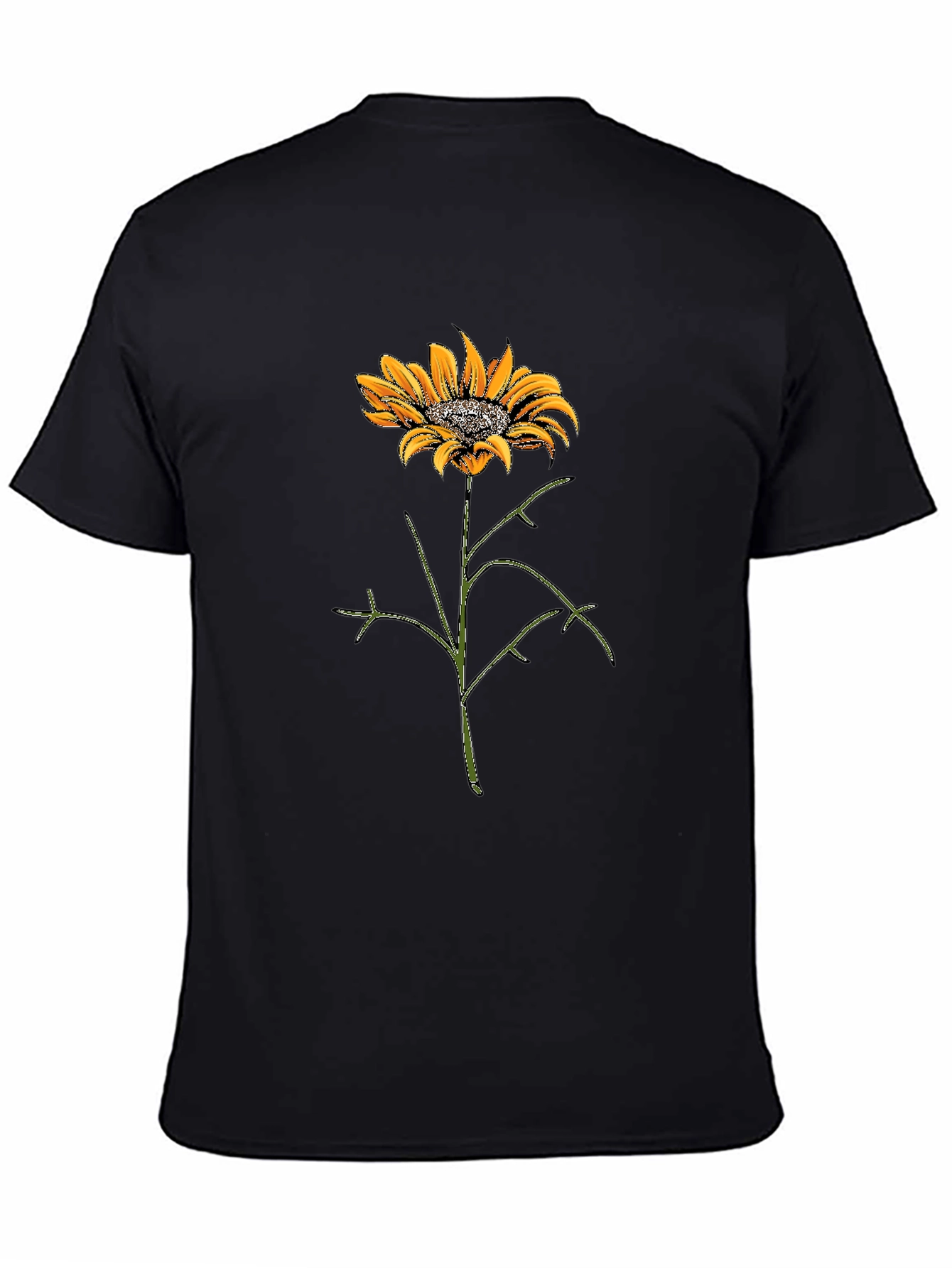 Sunflower Graphic Tee - Black Cotton T-Shirt