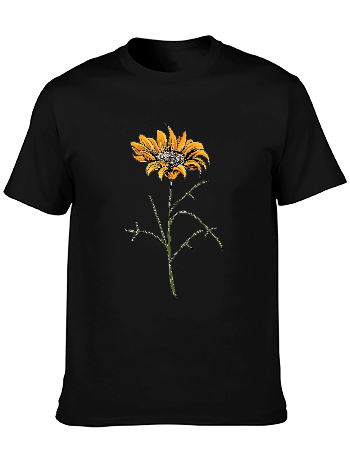 Sunflower Graphic Tee - Black Cotton T-Shirt