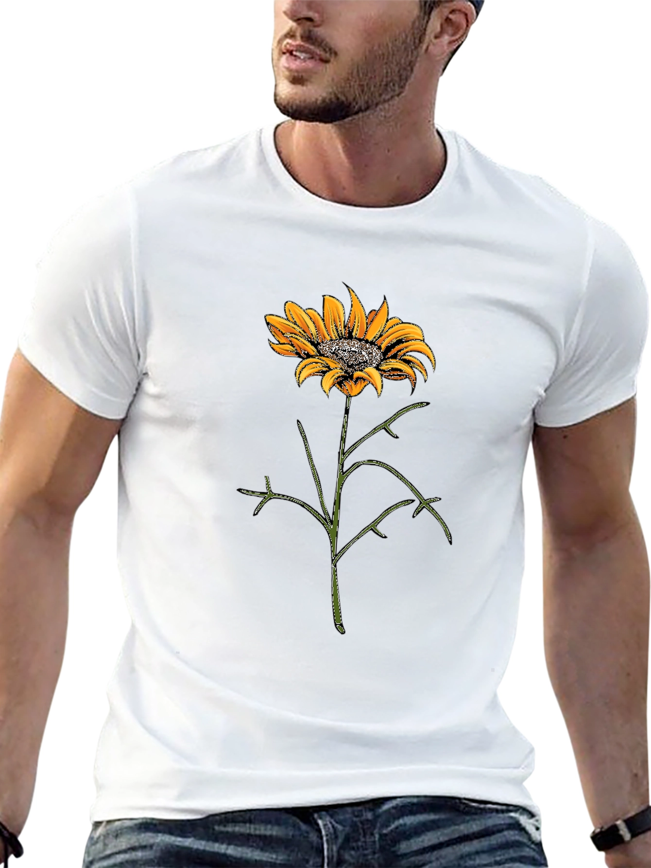 Sunflower Graphic Tee - Black Cotton T-Shirt
