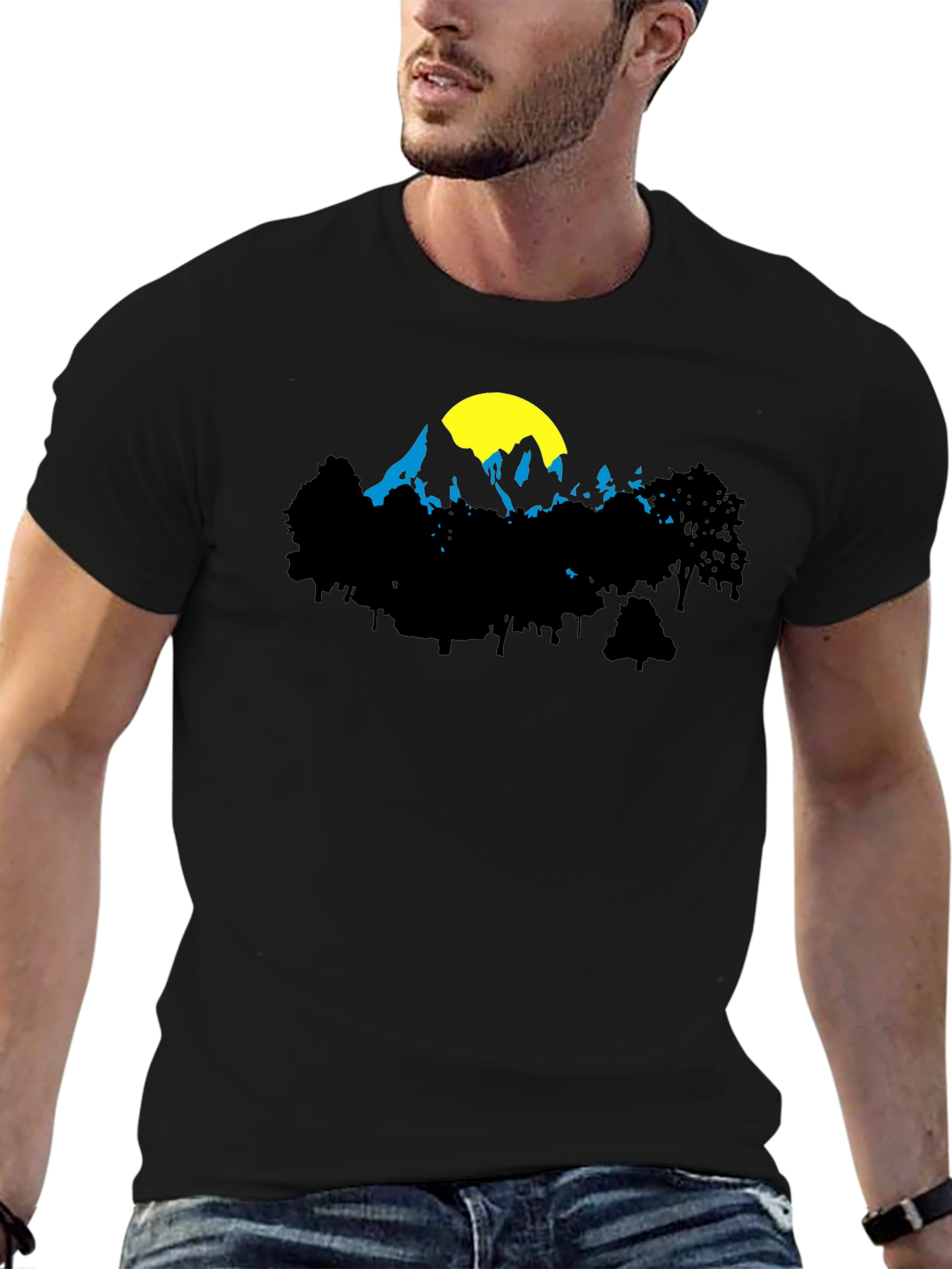 Mountain Silhouette Graphic Tee - Black