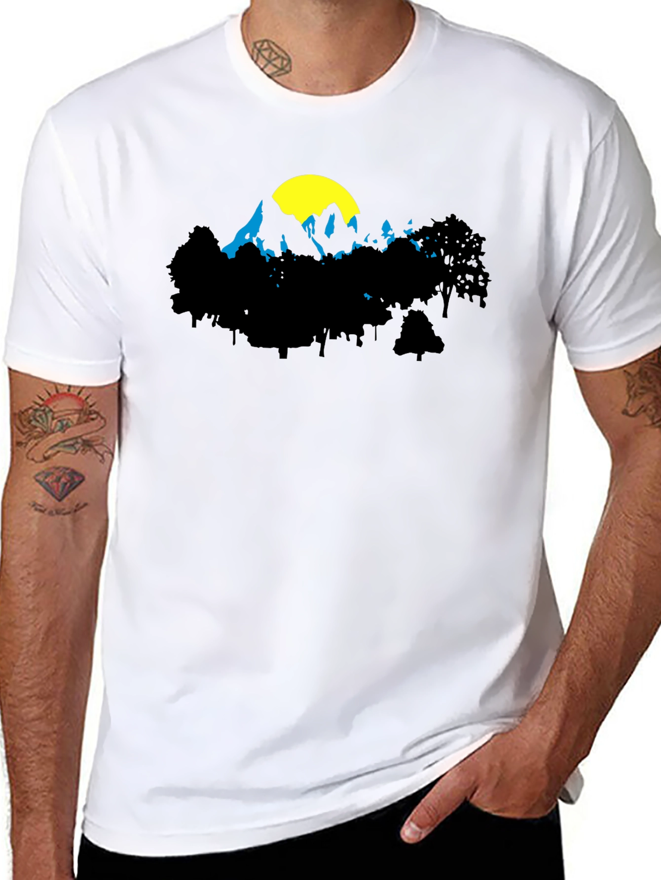 Mountain Silhouette Graphic Tee - Black
