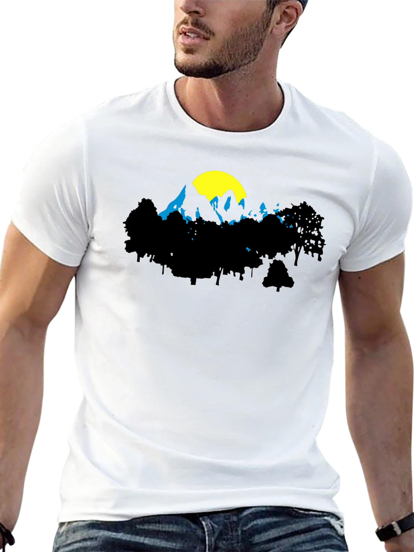 Mountain Silhouette Graphic Tee - Black