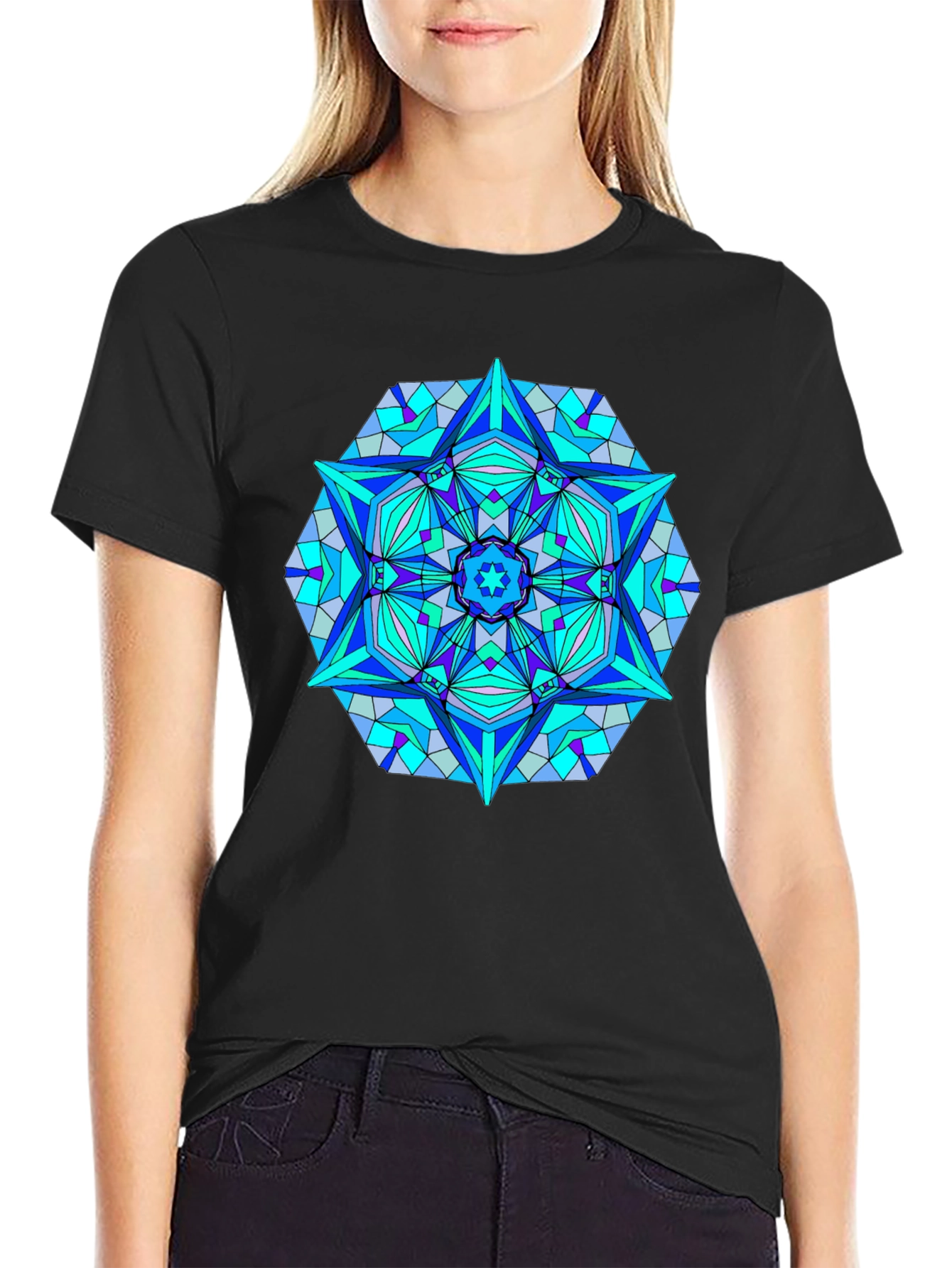 Geometric Mandala T-Shirt - Black
