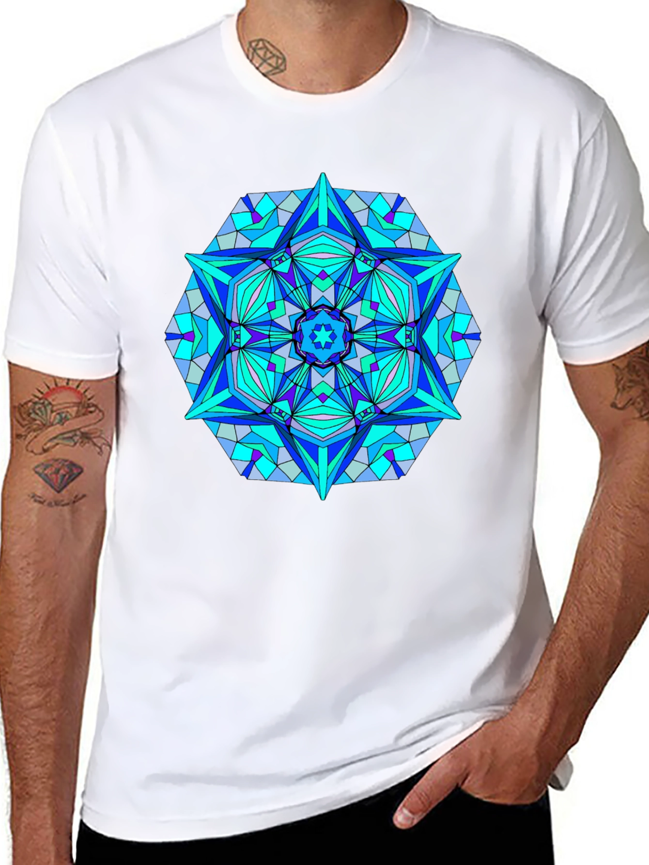 Geometric Mandala T-Shirt - Black