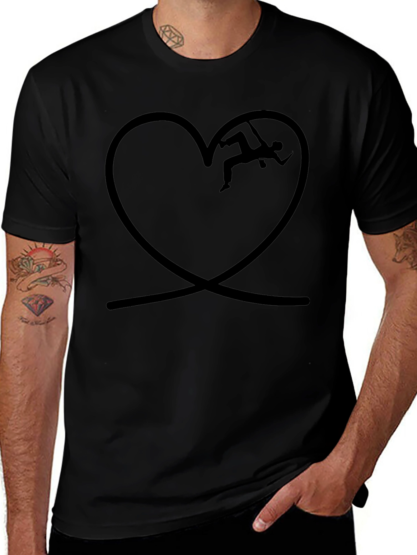 Climbing Heart Graphic T-Shirt - Black