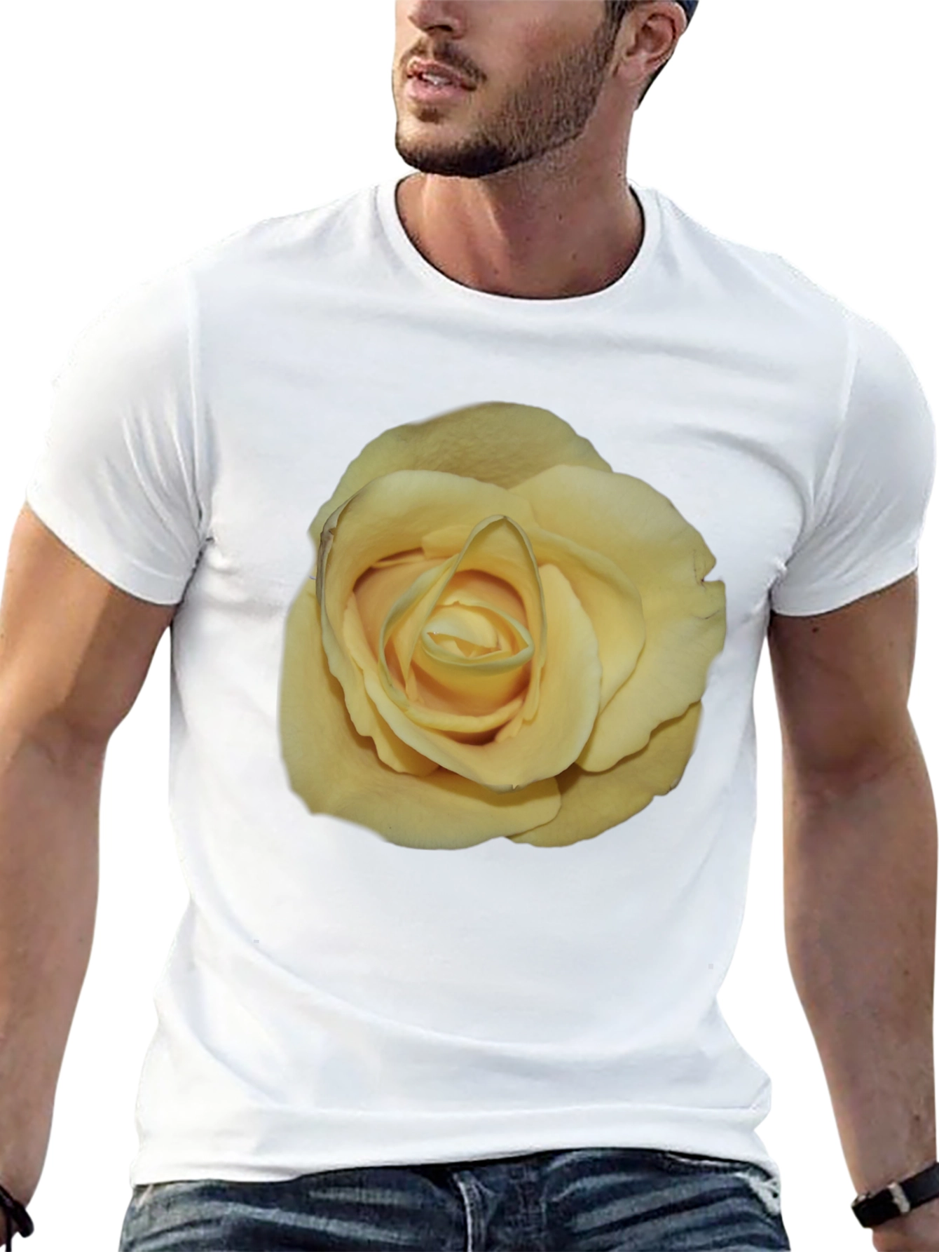 Yellow Rose Graphic Black T-Shirt