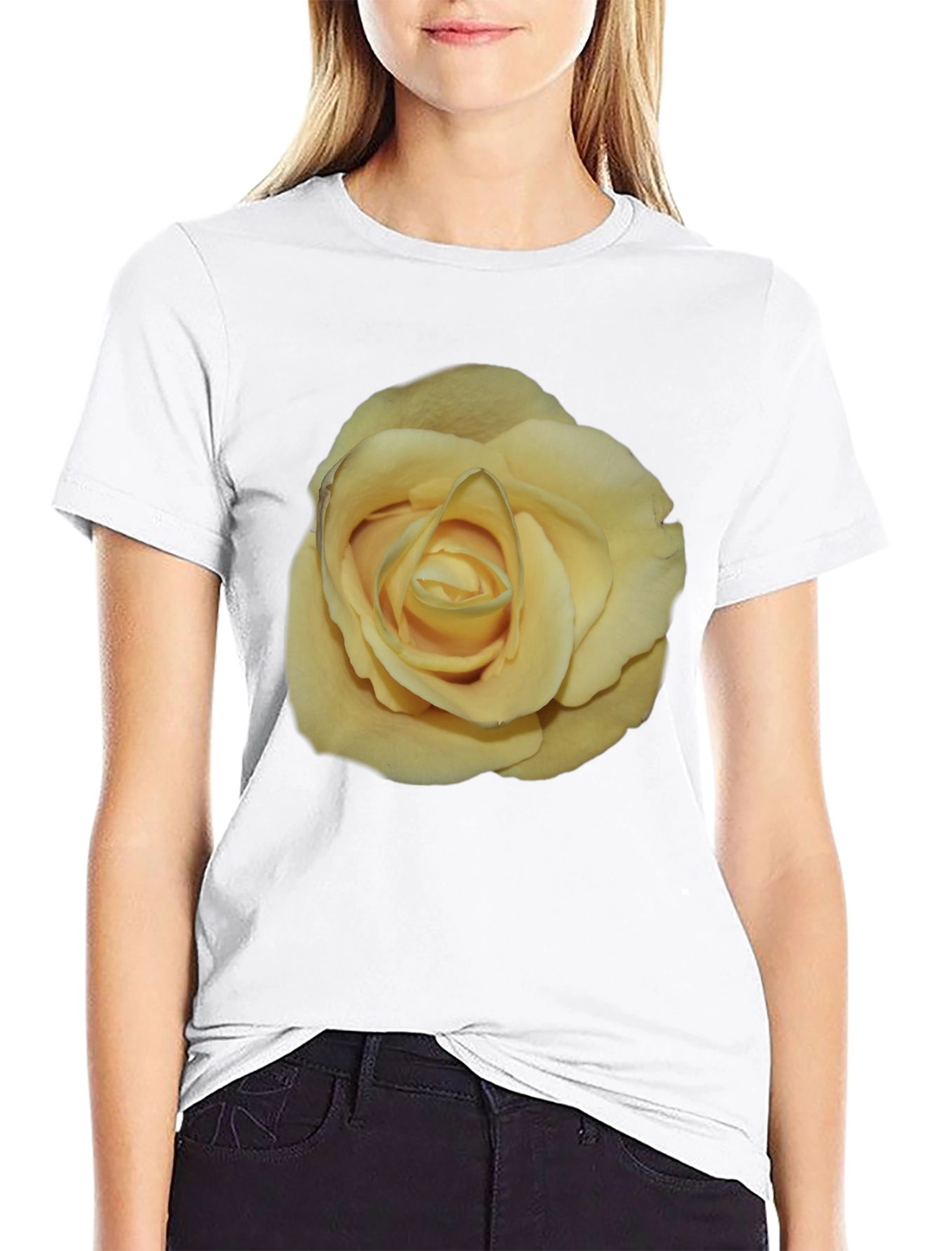 Yellow Rose Graphic Black T-Shirt