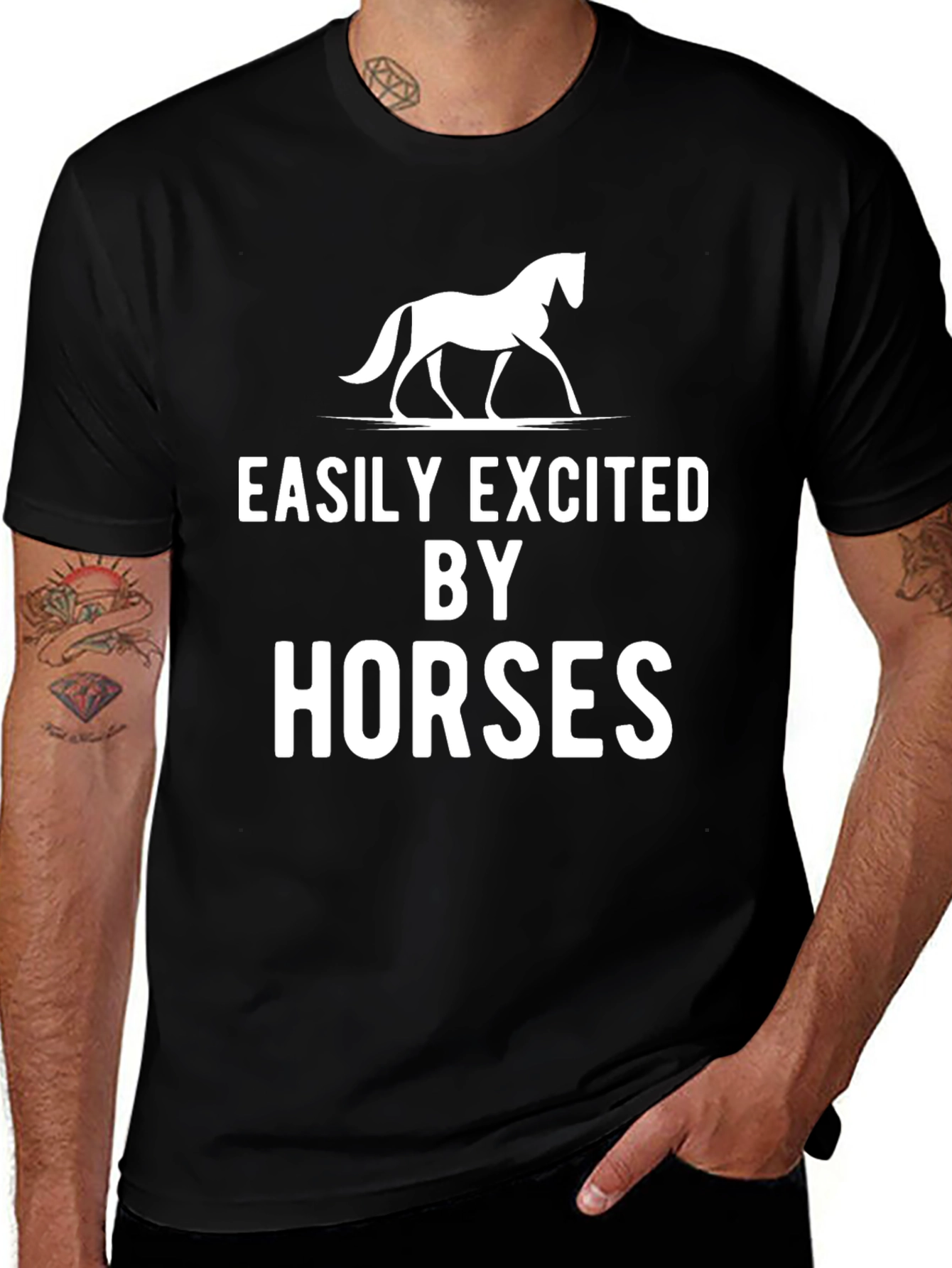 Easily Excited By Horses T-Shirt - Black