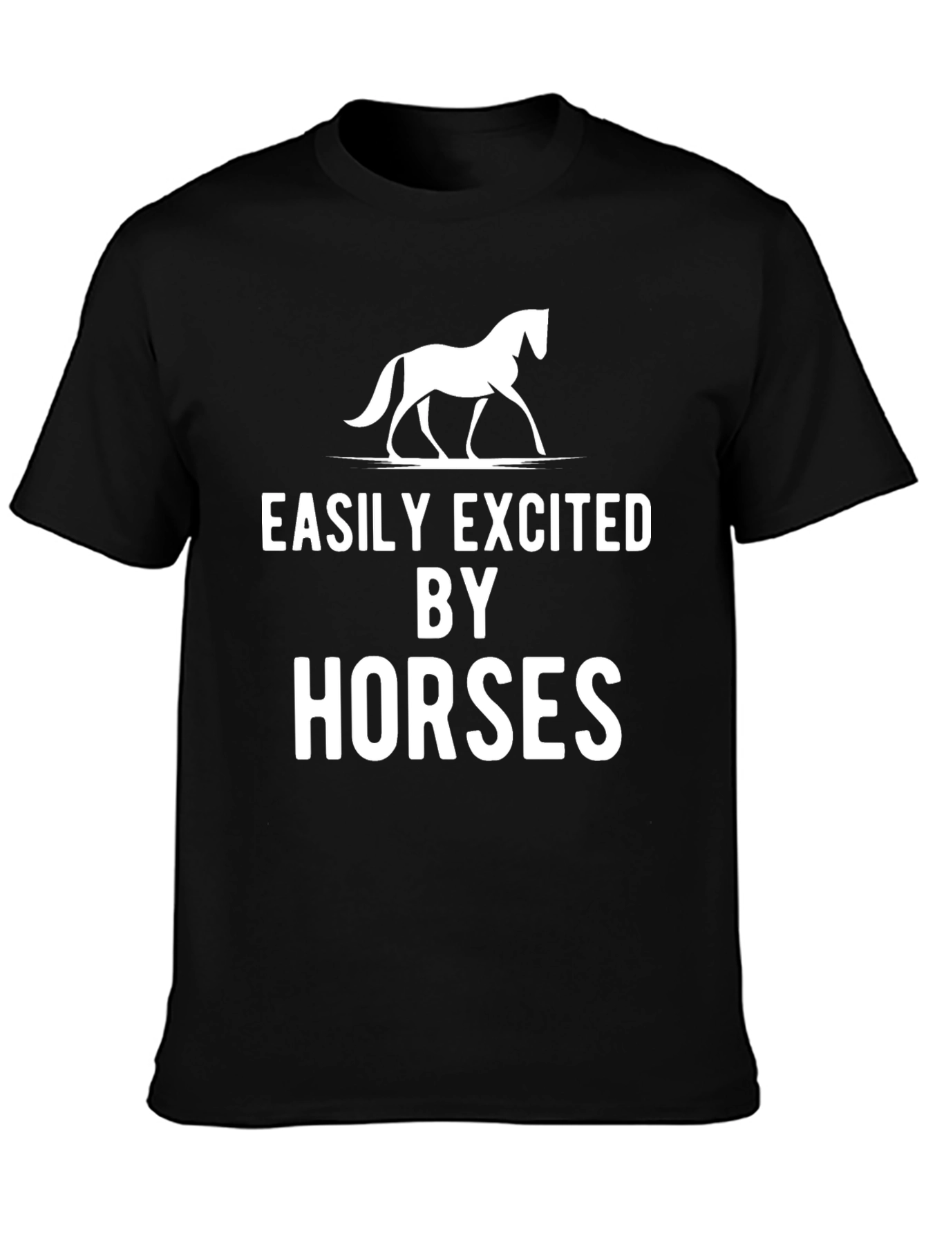 Easily Excited By Horses T-Shirt - Black
