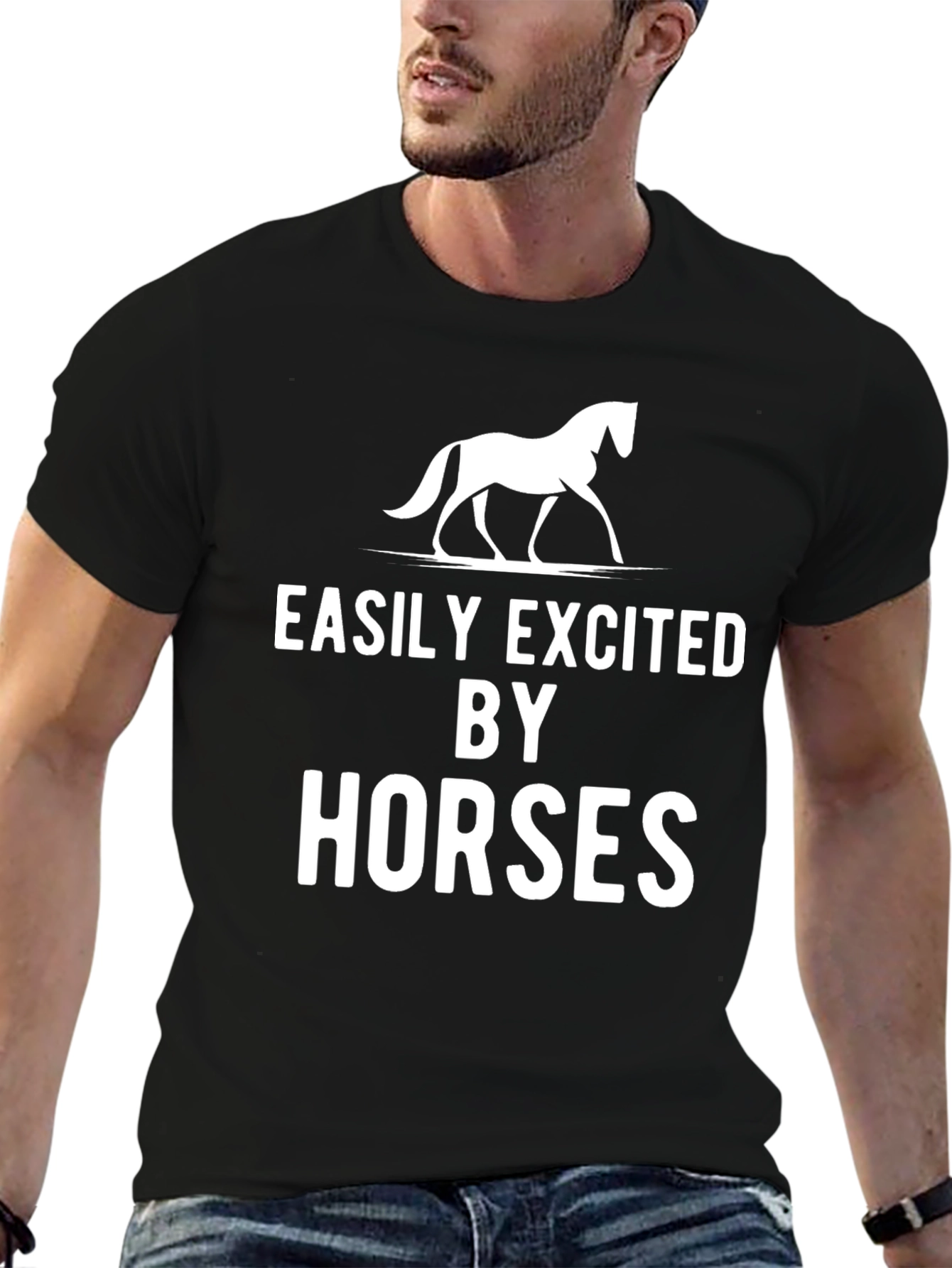 Easily Excited By Horses T-Shirt - Black