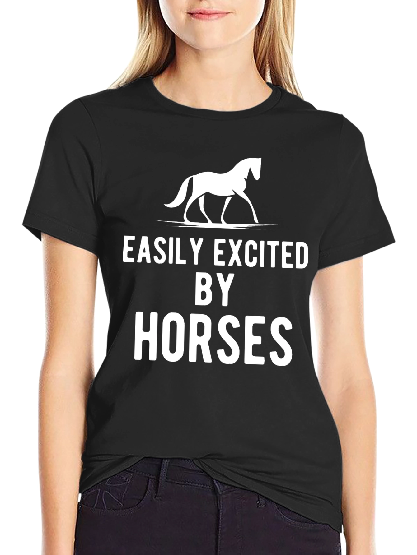 Easily Excited By Horses T-Shirt - Black