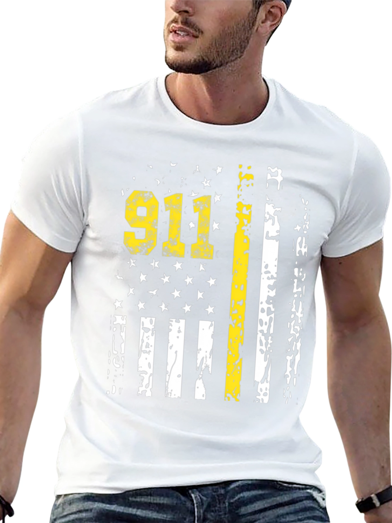 911 Thin Yellow Line American Flag T-Shirt