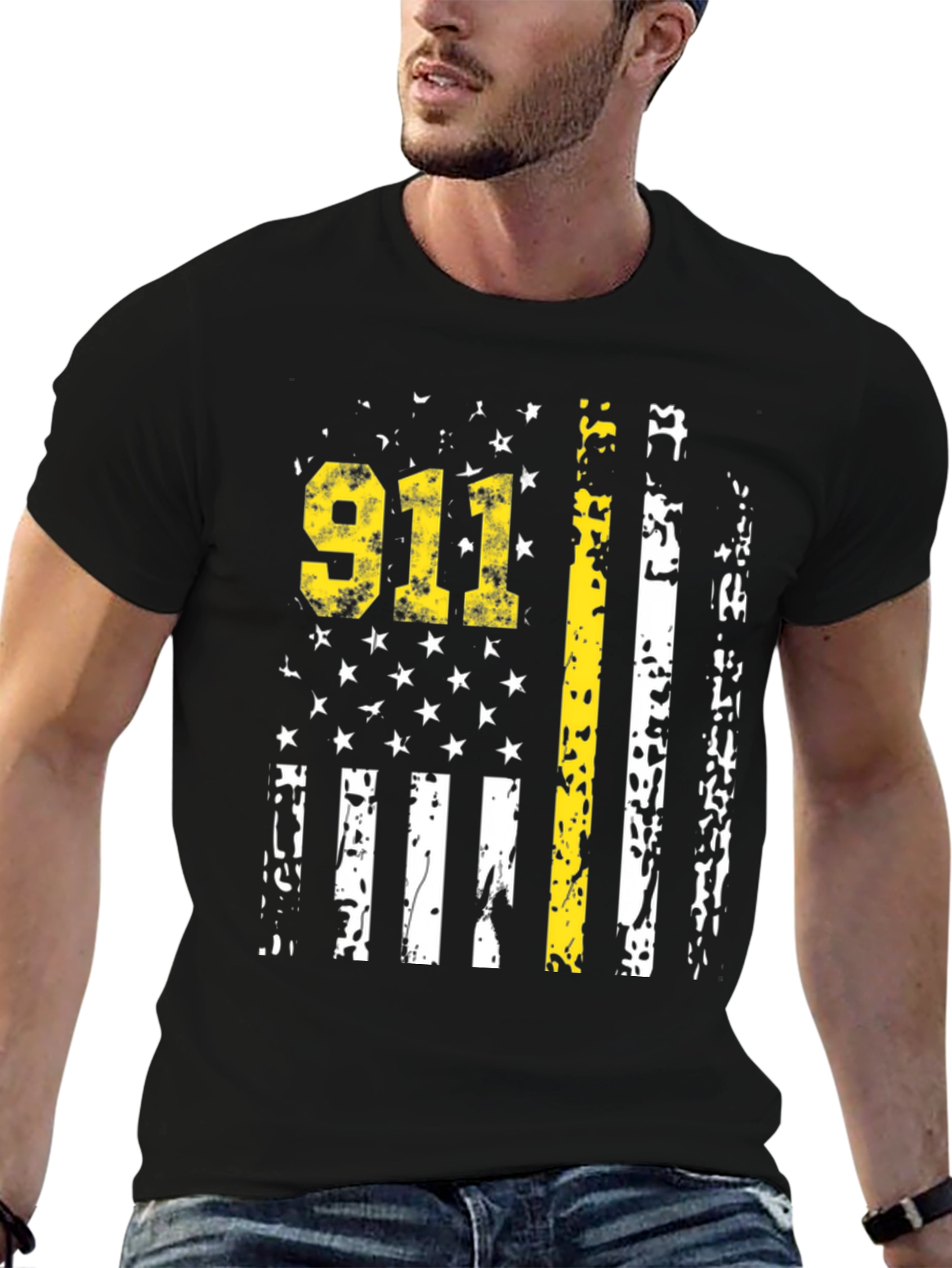 911 Thin Yellow Line American Flag T-Shirt