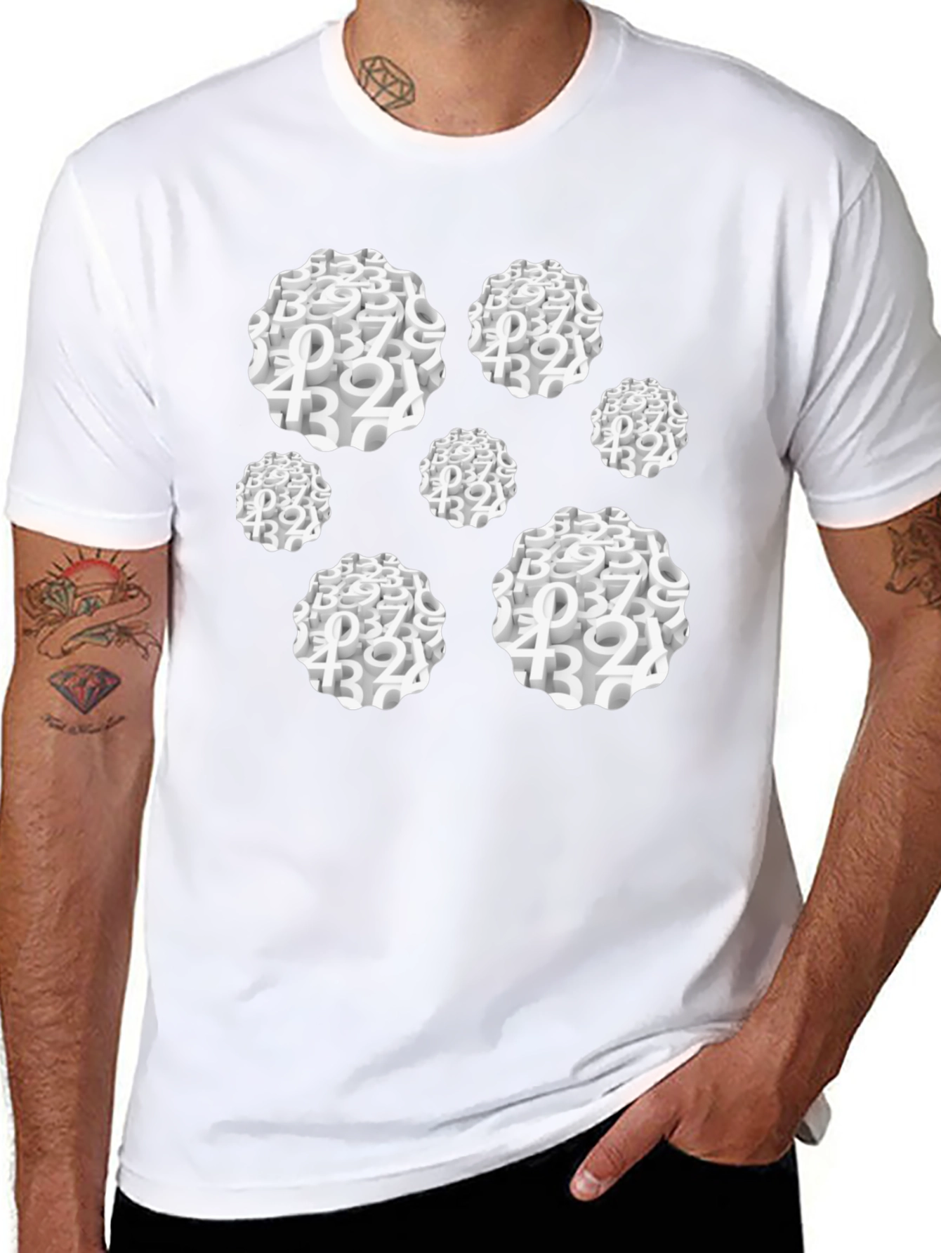 Abstract Number Cluster Black T-Shirt