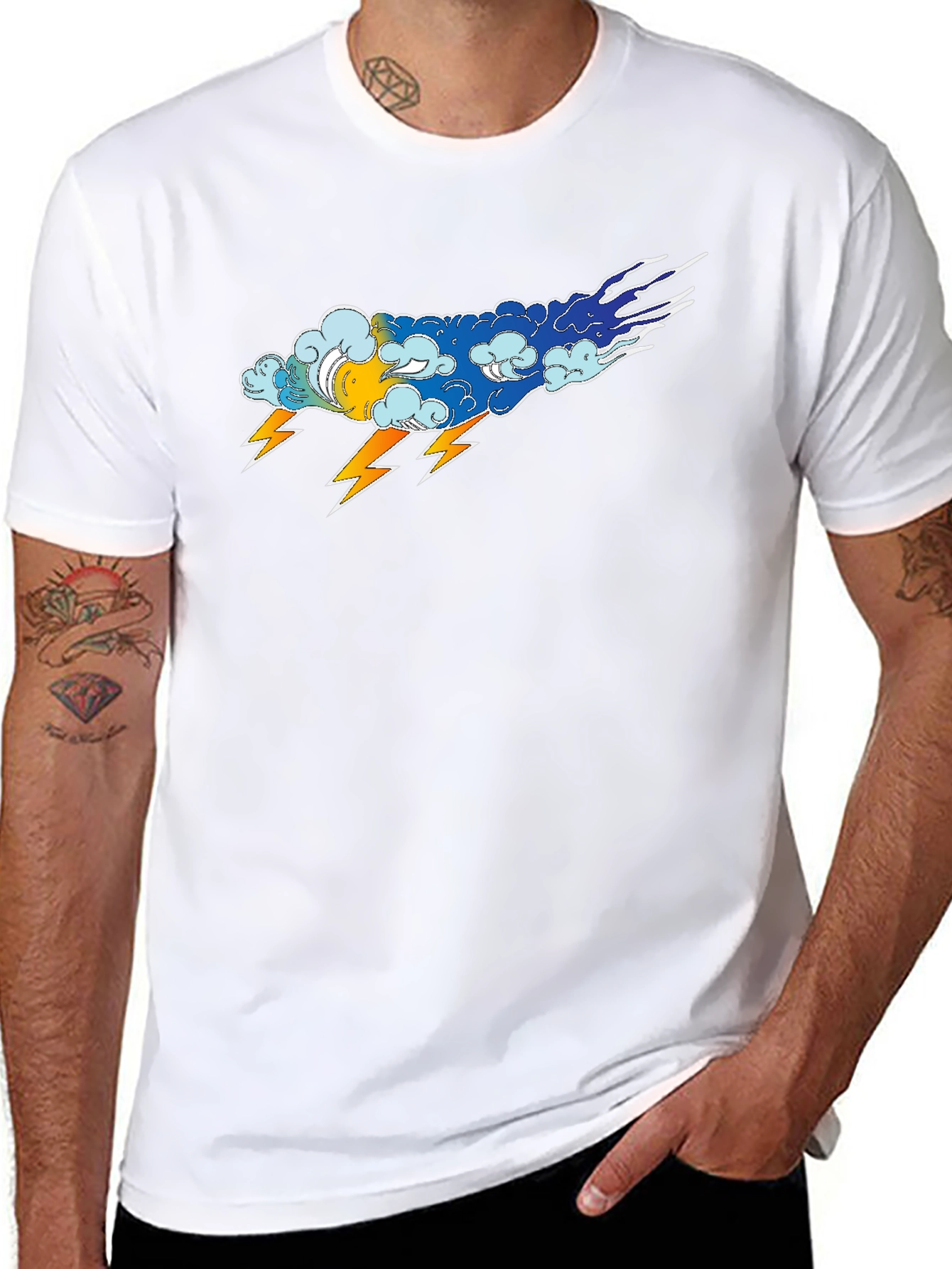 Stormy Weather Graphic Tee - Bold Lightning Design