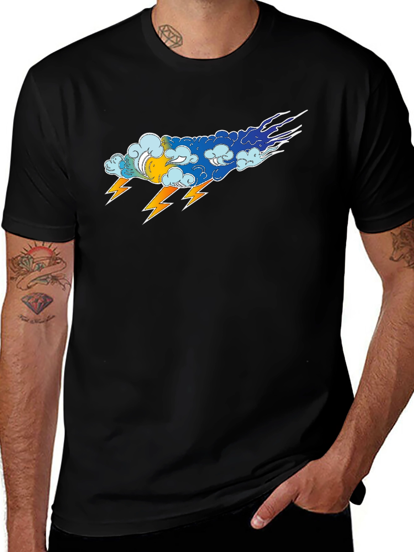 Stormy Weather Graphic Tee - Bold Lightning Design