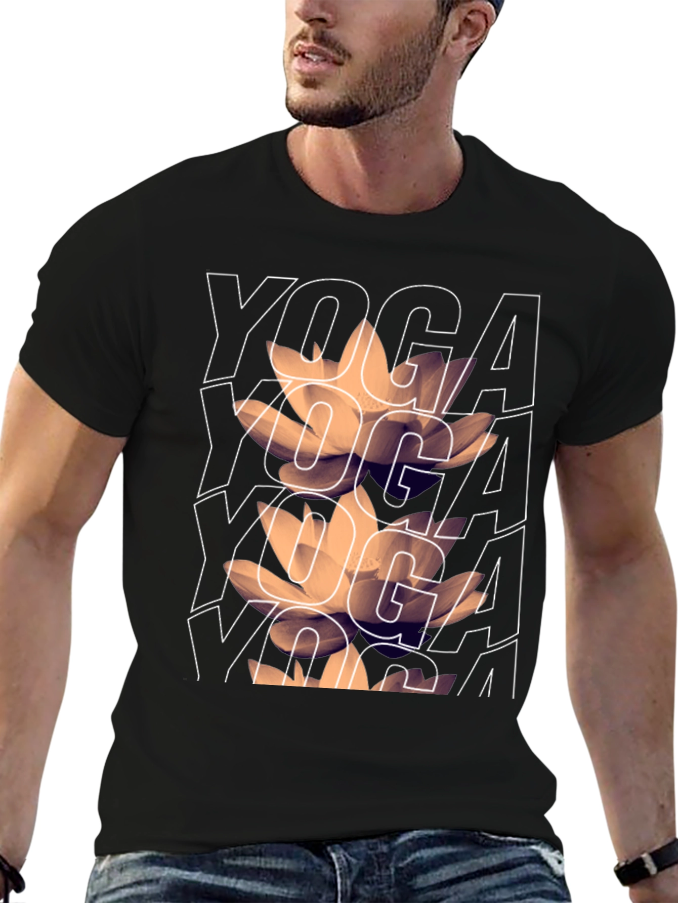 Yoga Lotus Graphic Tee - Mens Black T-Shirt