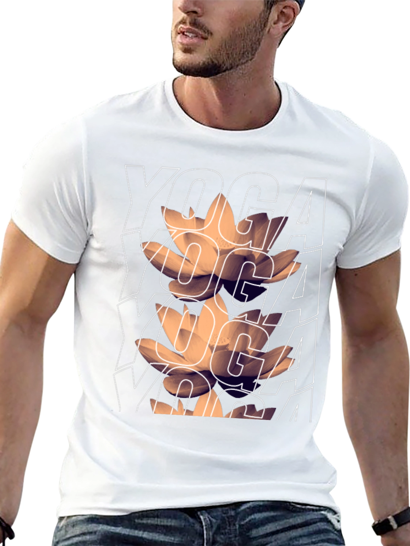 Yoga Lotus Graphic Tee - Mens Black T-Shirt