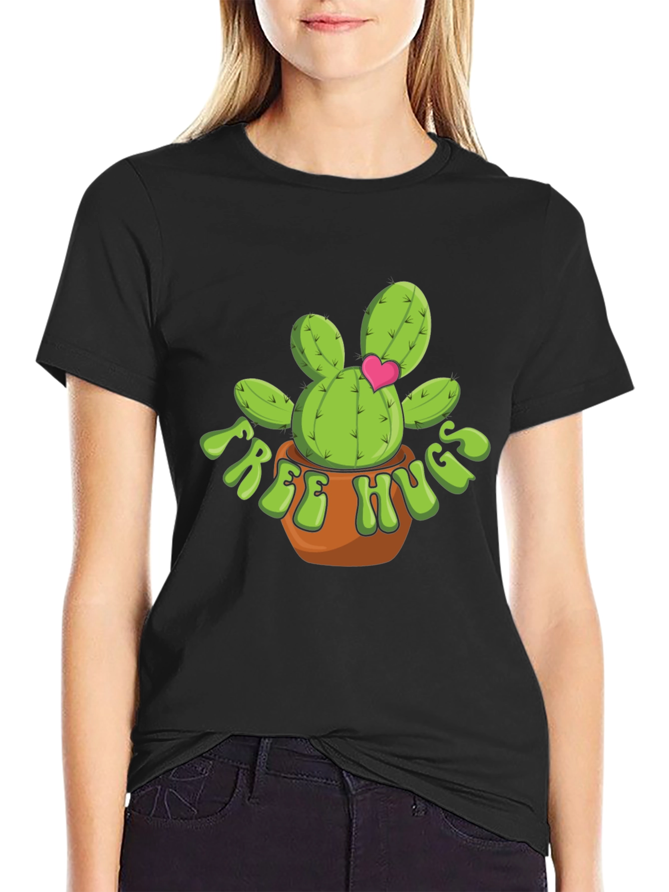 Free Hugs Cactus T-Shirt - Cute Desert Plant Tee