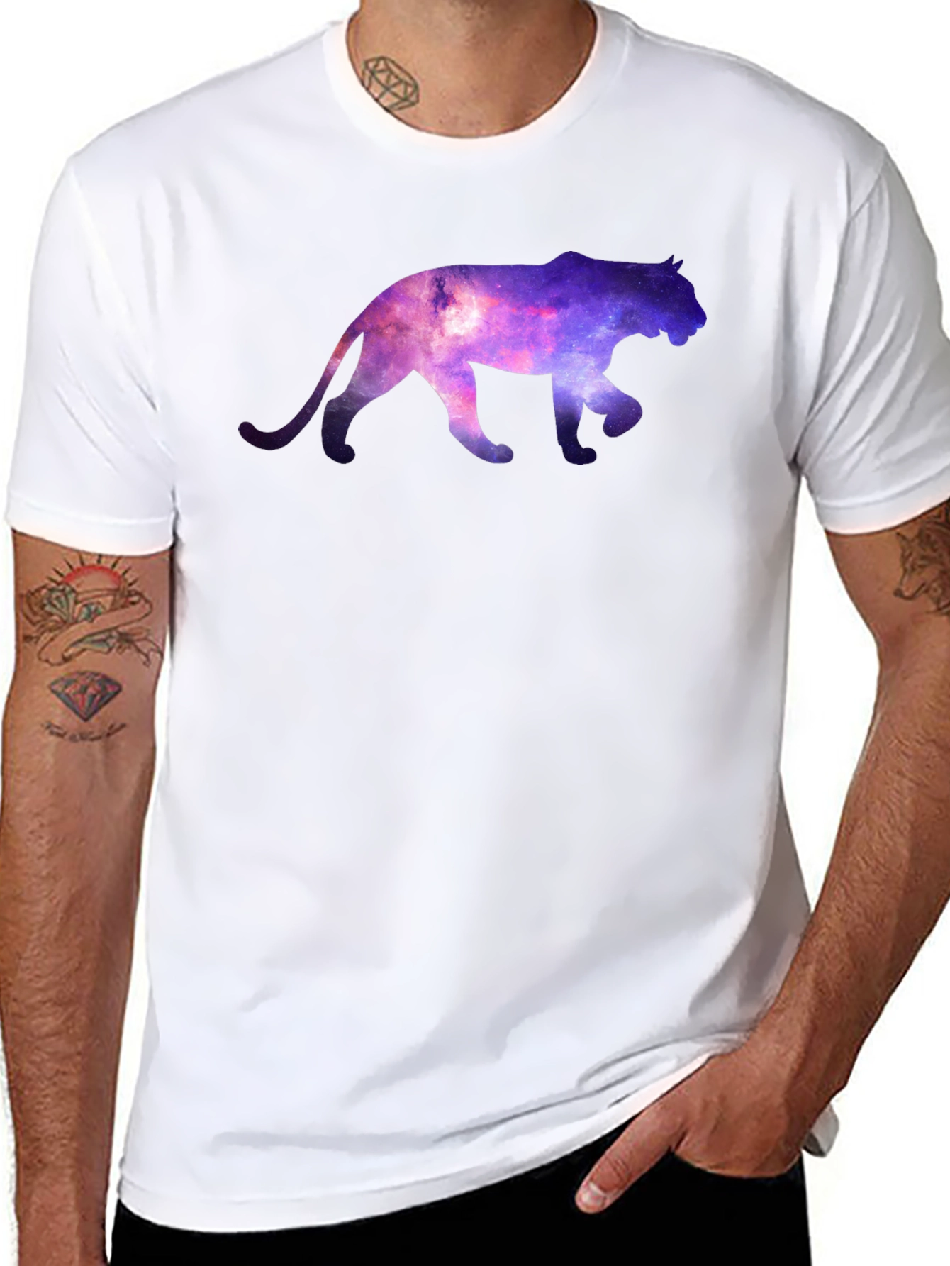Galaxy Cat Graphic T-Shirt - Mens Crew Neck