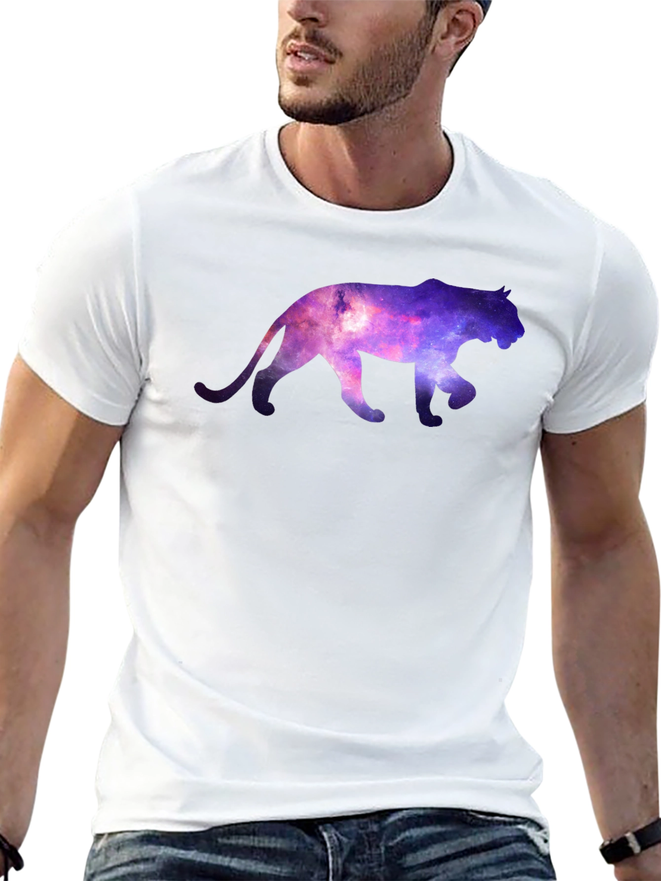 Galaxy Cat Graphic T-Shirt - Mens Crew Neck