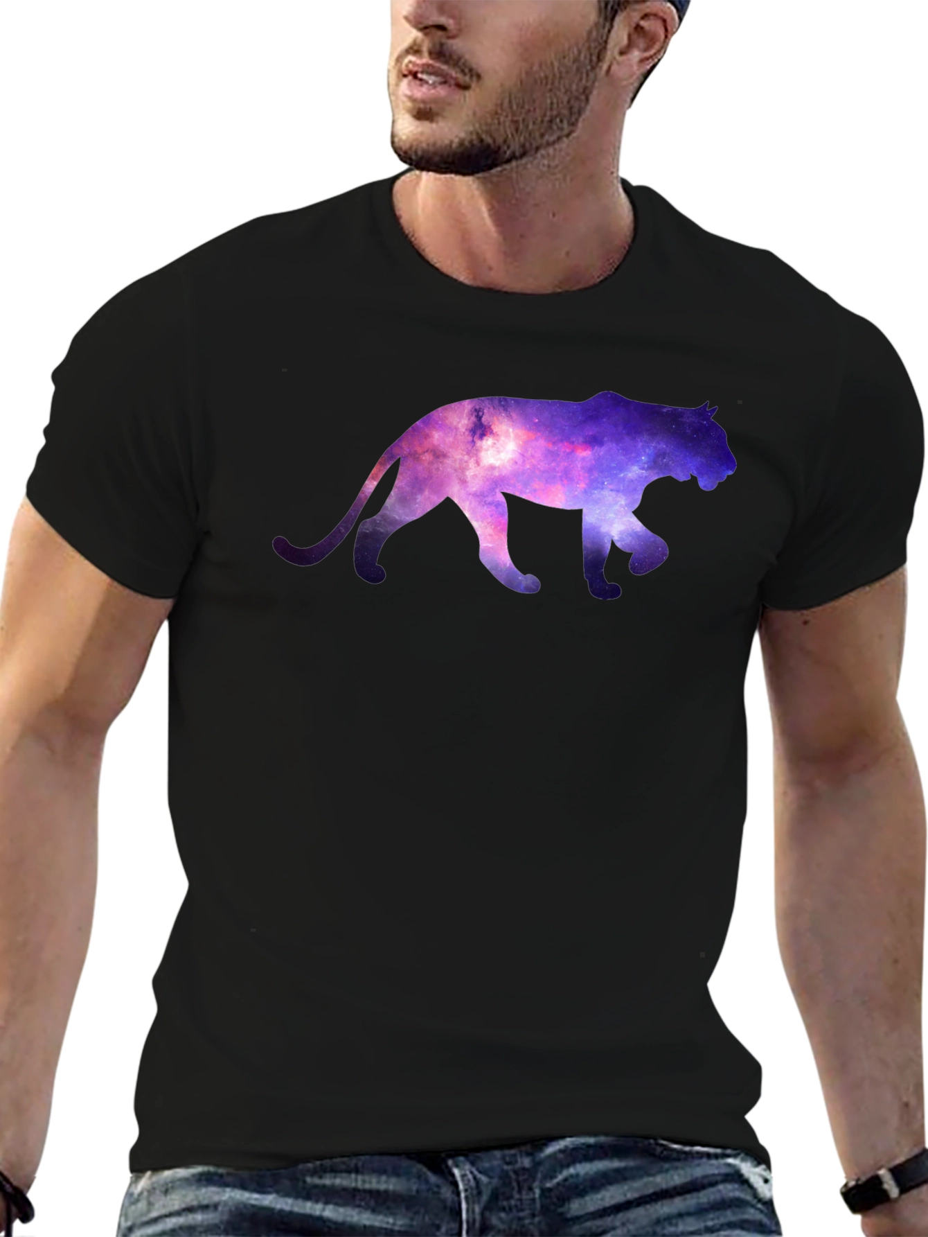 Galaxy Cat Graphic T-Shirt - Mens Crew Neck