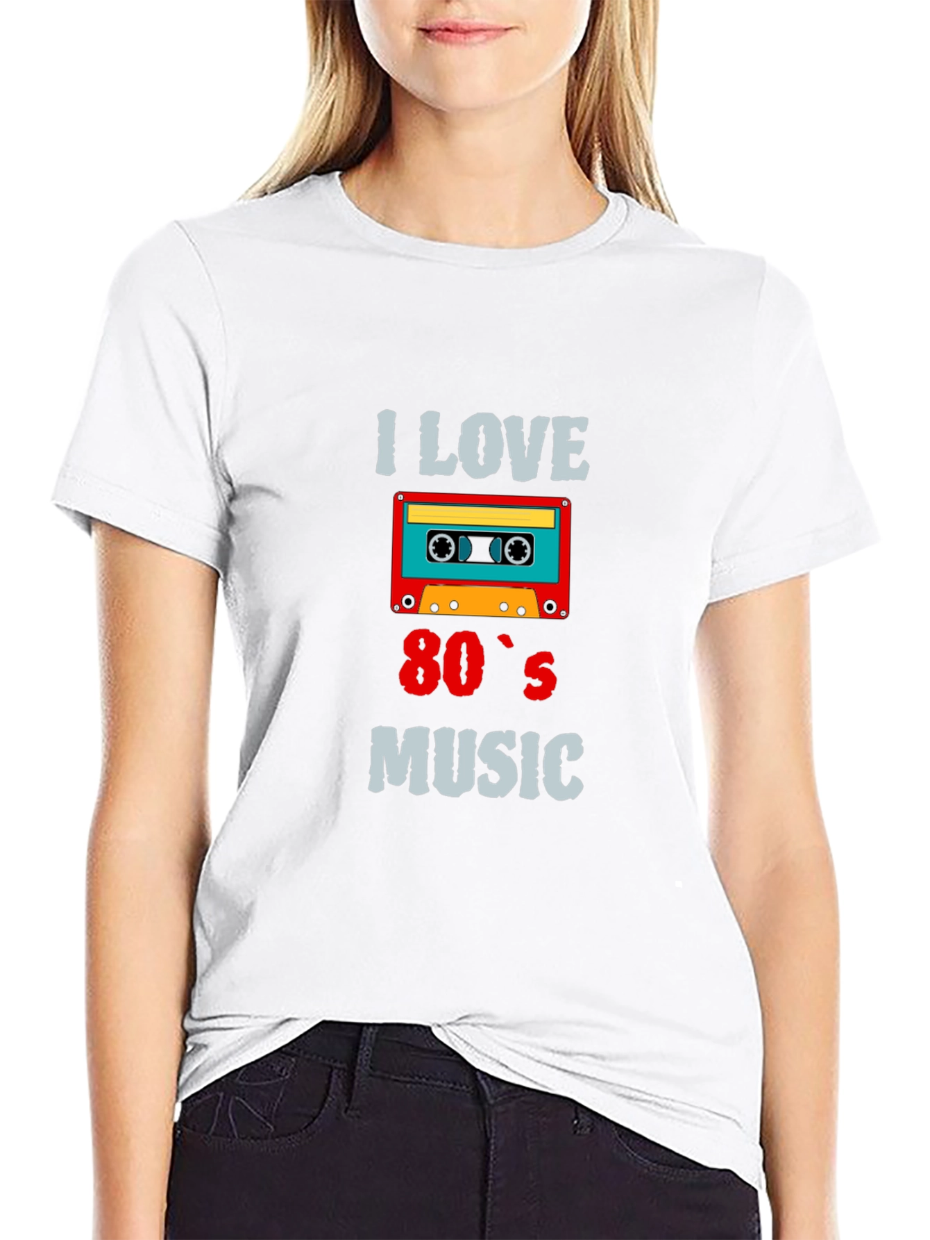 I Love 80s Music Cassette Tape Black T-Shirt
