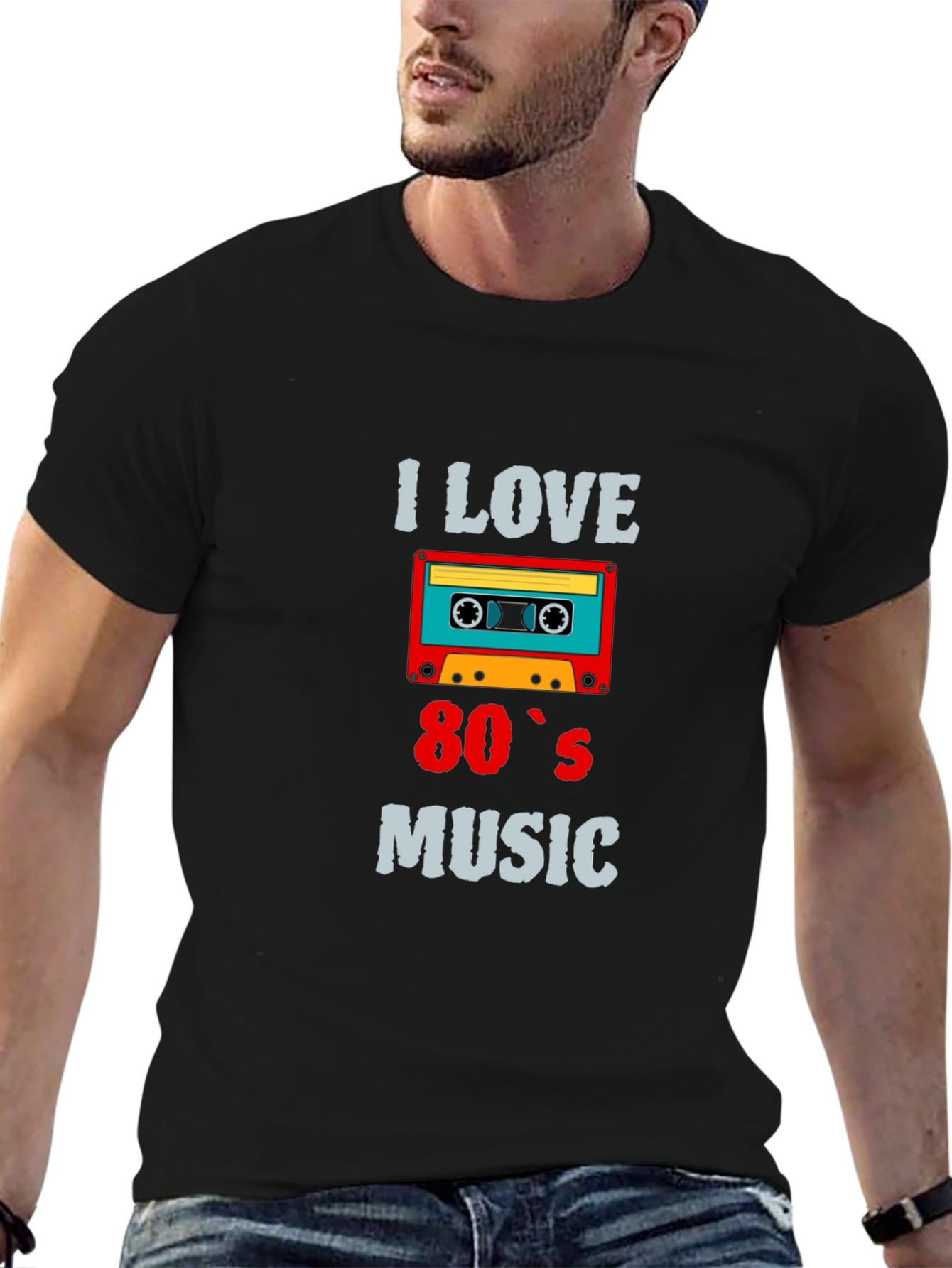 I Love 80s Music Cassette Tape Black T-Shirt