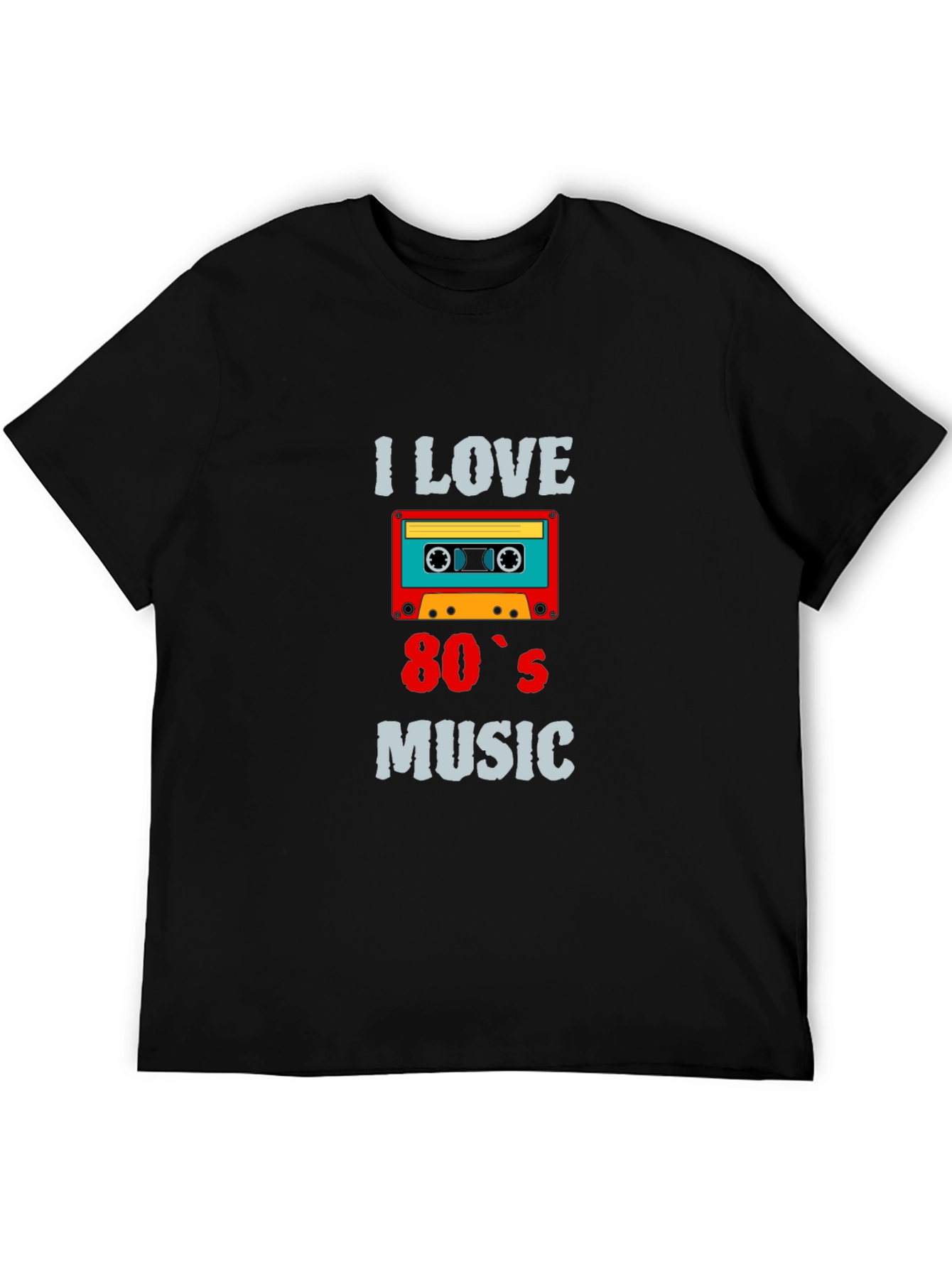 I Love 80s Music Cassette Tape Black T-Shirt