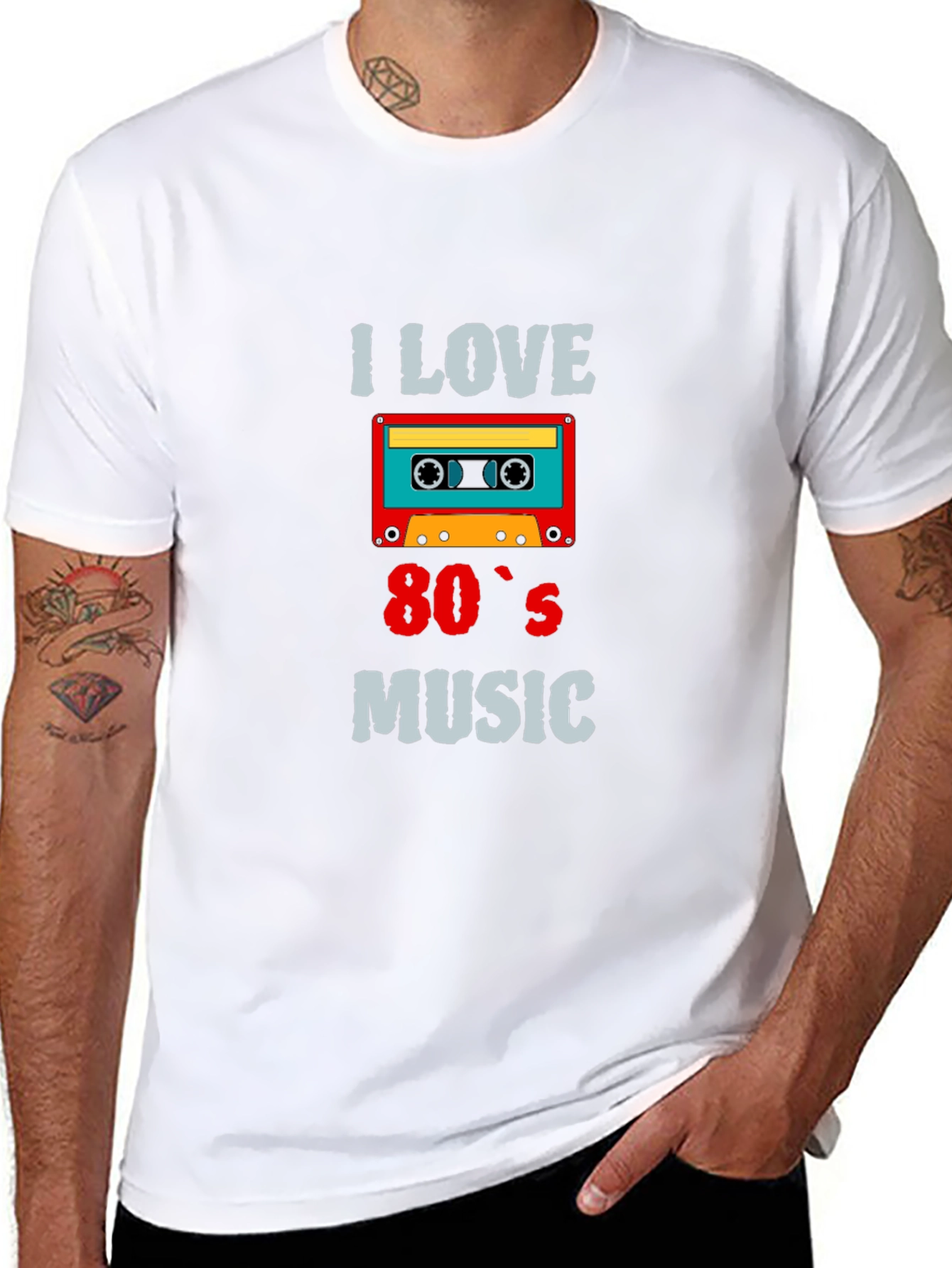 I Love 80s Music Cassette Tape Black T-Shirt