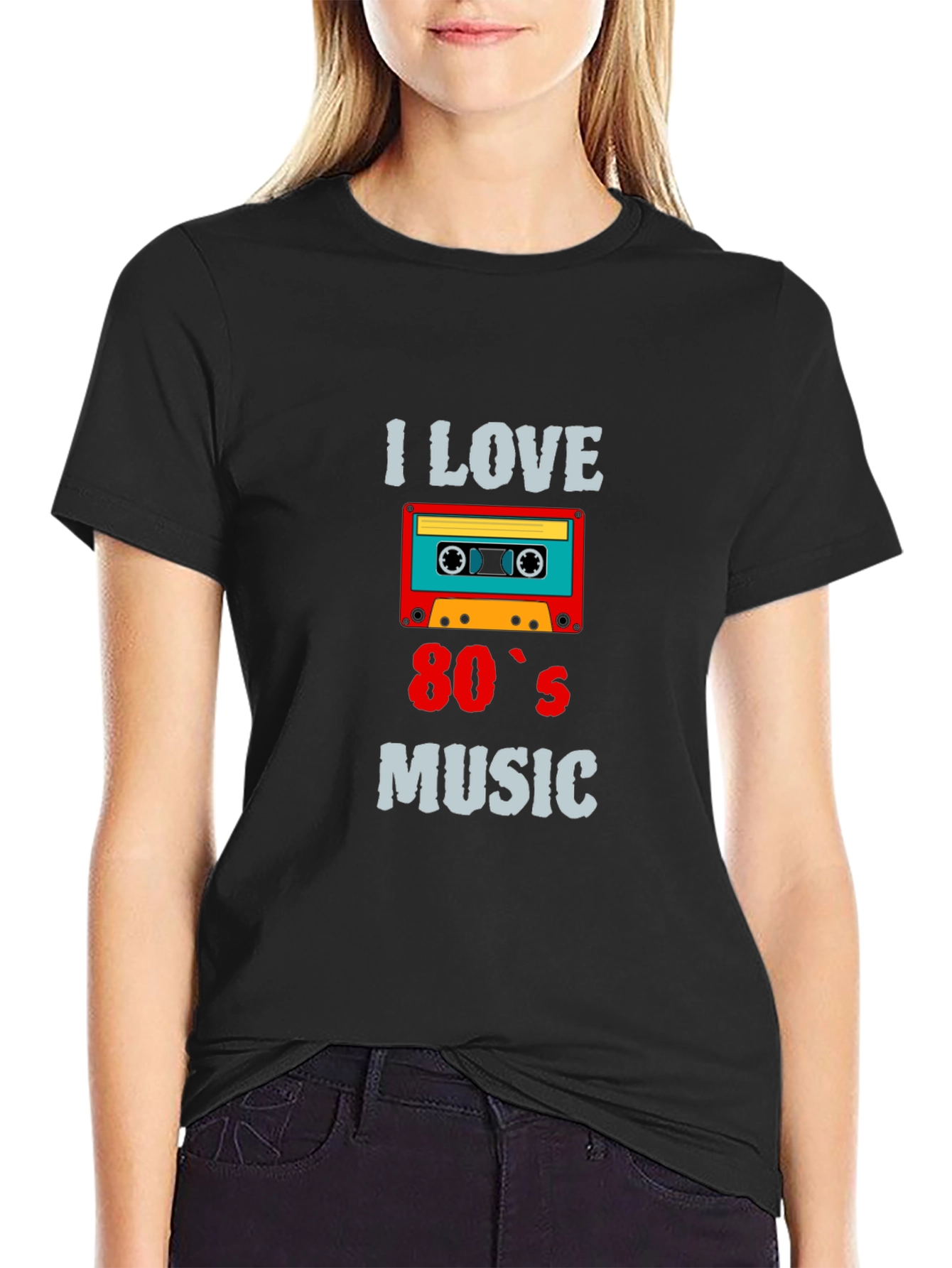 I Love 80s Music Cassette Tape Black T-Shirt