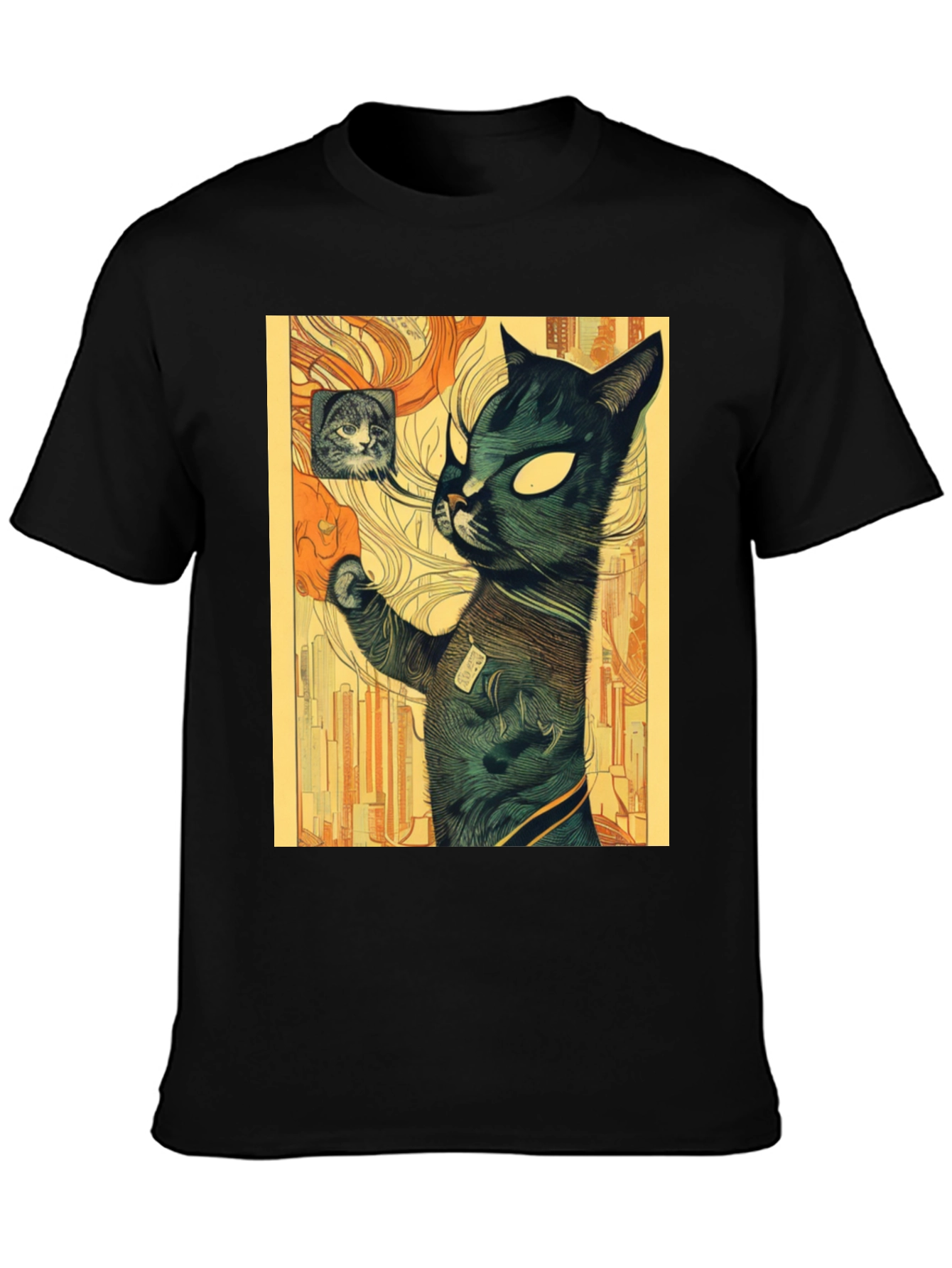 Artistic Cat Graphic T-Shirt