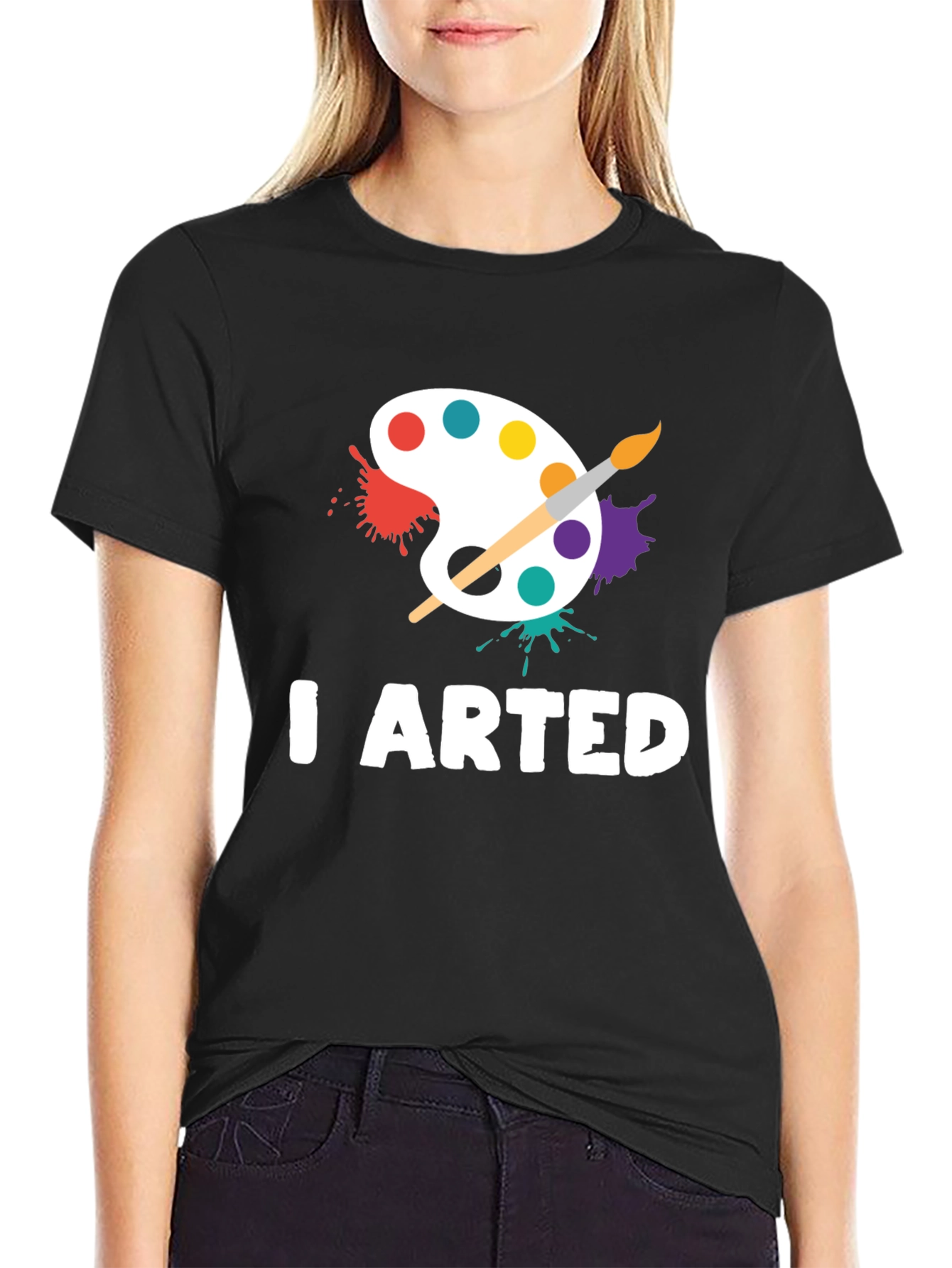 I Arted Black Graphic T-Shirt - Artist Palette Design
